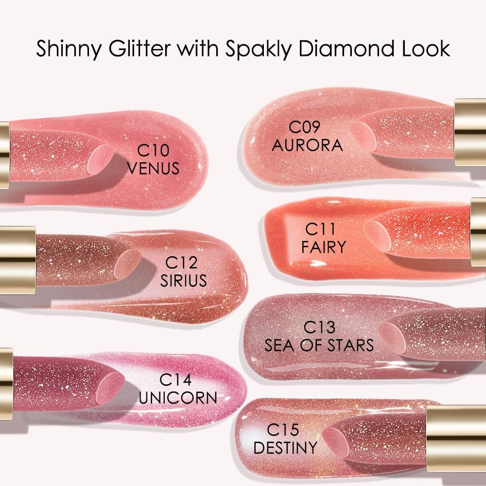 CATKIN Tinted Lip Balm Glitter Lip Stain Ultra Hydrating Lip Moistrurizer Lip Care with Vitamin E Nourishing For Cracked & Dry Lips 0.12 oz C14 Unicorn - Plum