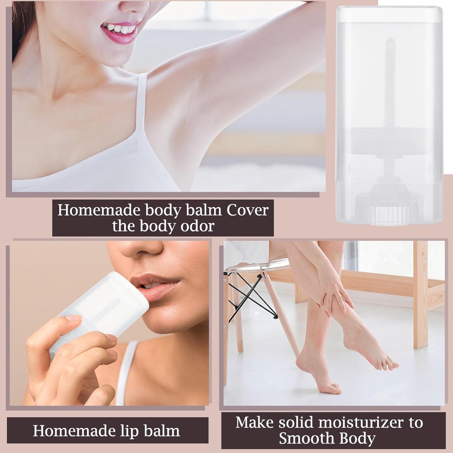 Wesiti 100 Pcs Plastic Empty Deodorant Containers 1/2 oz Travel Deodorant 15ml Refillable Containers Tubes Oval Lip Balm Tubes for Lip Balm DIY (Clear)