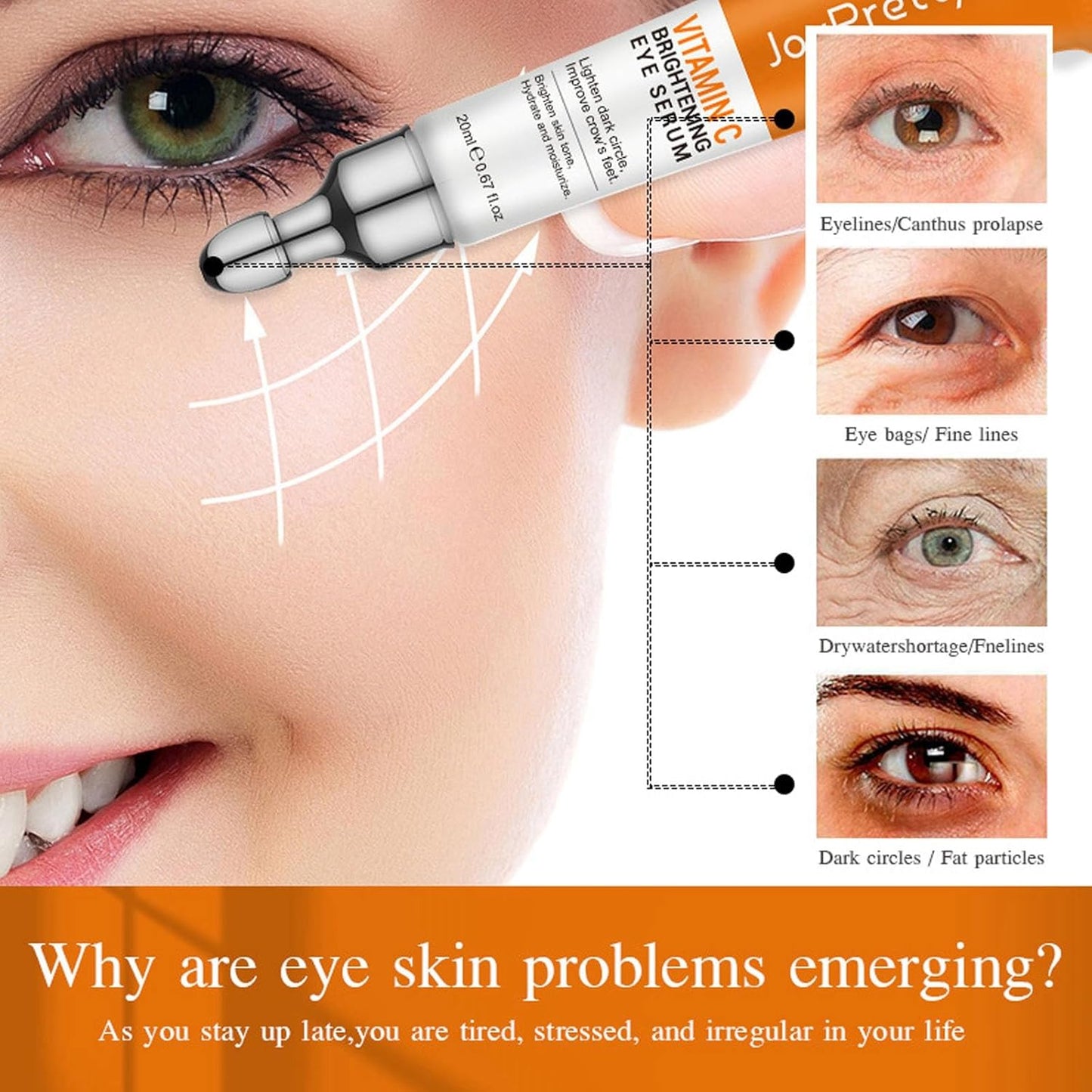 Eye Cream For Dark Circles, 2PCS Vitamin C Eye Cream For Dark Circles And Puffiness, Anti Aging Eye Cream For Women, Under Eye Cream For Puffiness And Bags
