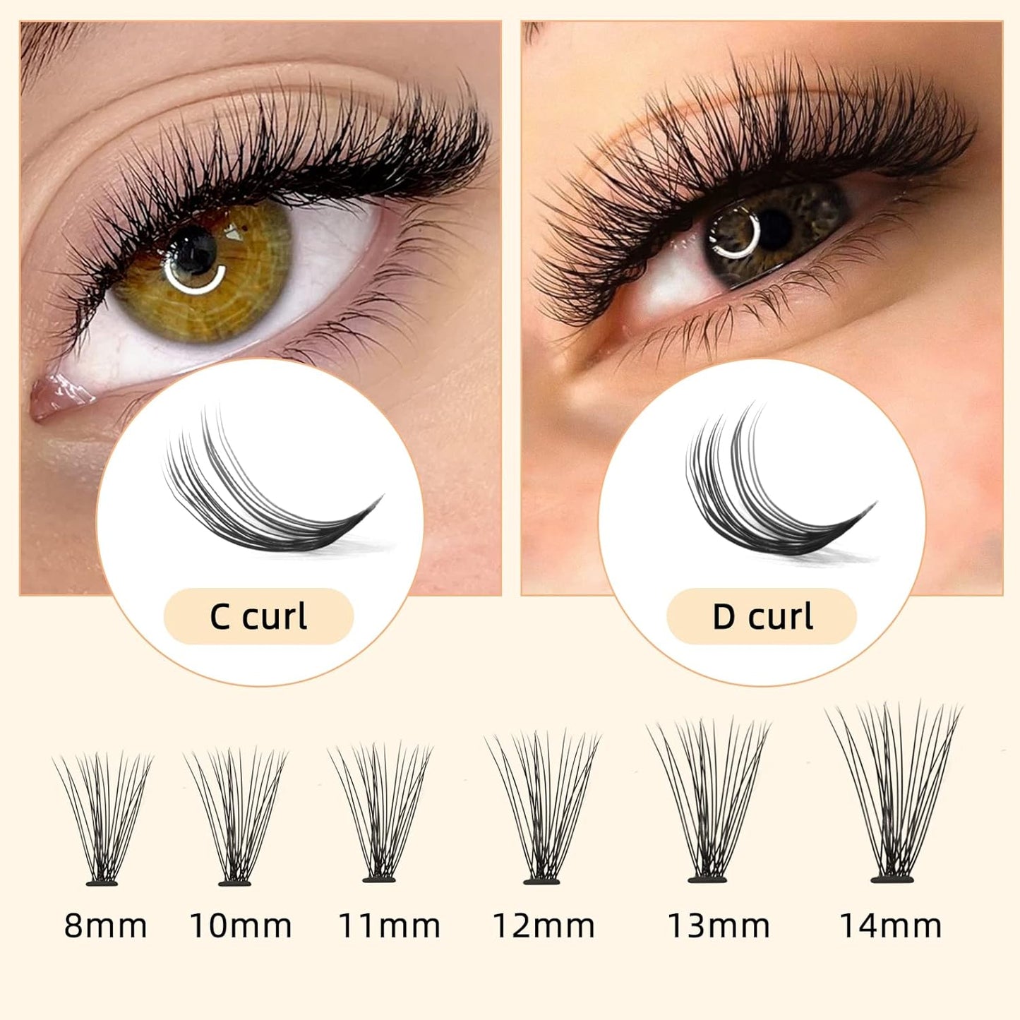 QUEWEL Cluster Lashes 240Pcs Individual Lashes 20D 0.07D Curl 12mm Knot-Free Lash Extensions Clusters Lashes Soft&Natural False Eyelashes Individual DIY Eyelash Extension at Home(20D 0.07D 12)