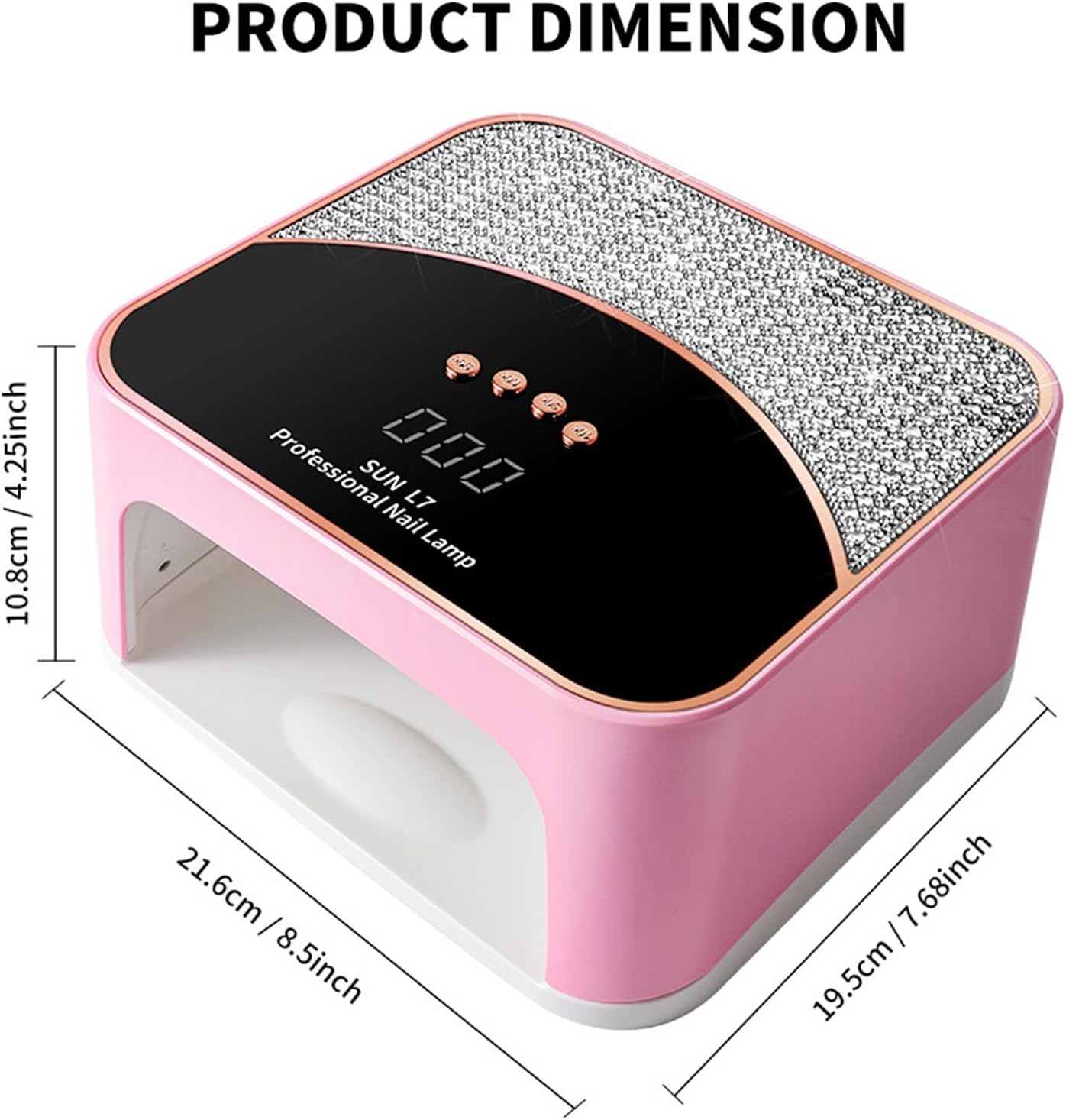 268W UV LED Nail Lamp, Gel Nail Light for Nail Polish UV Dryer with 4 Timers Professional Fast Curing Lamp Nail Art Tools with Rhinestone