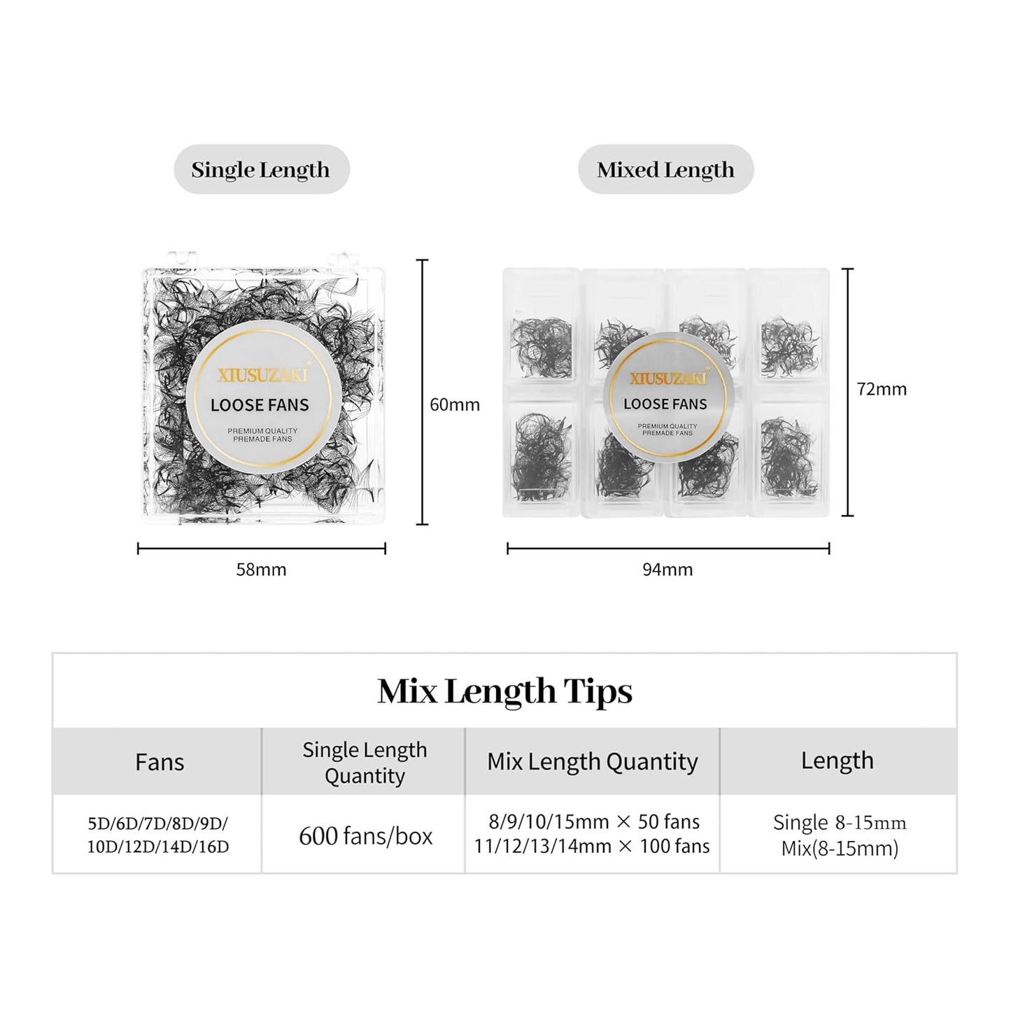 Premade Fans Eyelash Extensions 600 Fans 10D Volume Lash Extensions 0.05 Thickness Eyelash Extension D Curl Premade Lash Fans Mix 8-15mm Fluffy Soft Handmade Loose Fan(600Fans-10D-0.05-D,8-15mm)