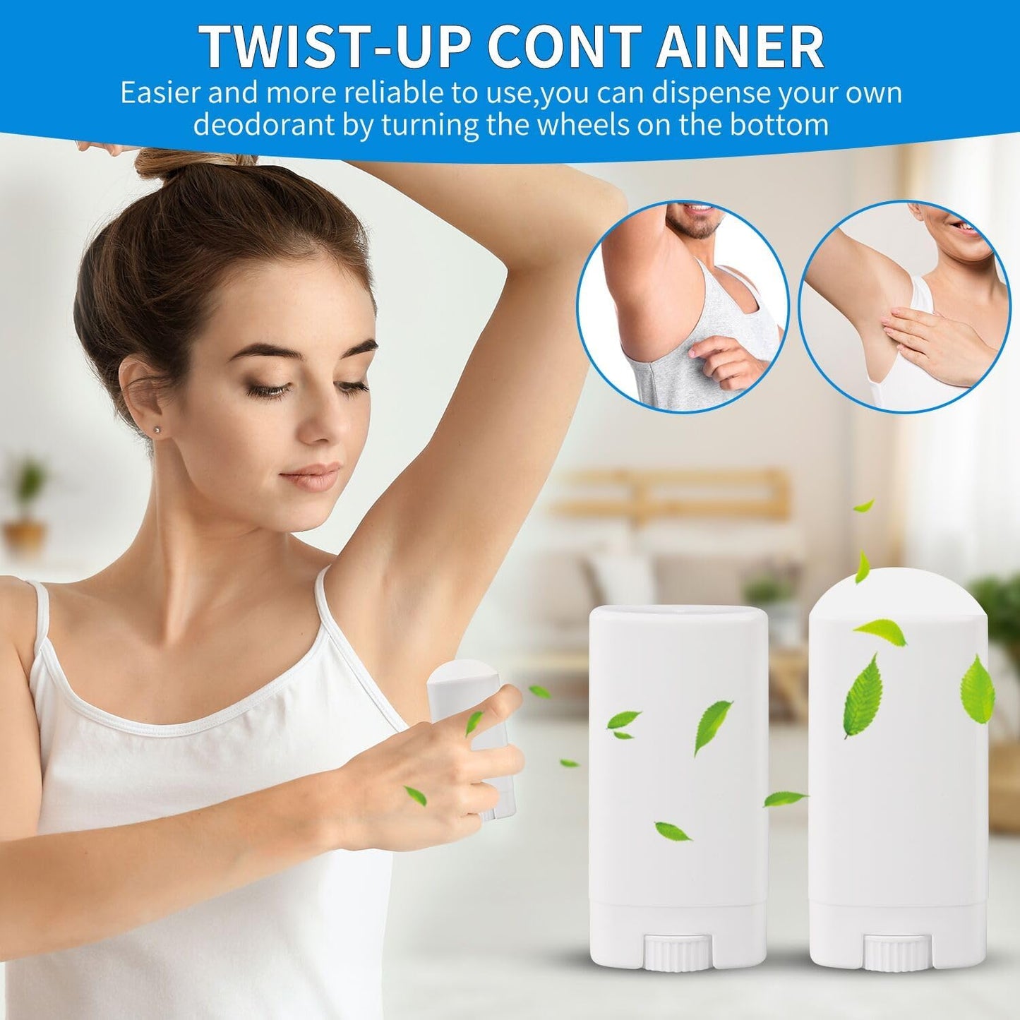 Empty Oval Deodorant Lip Lipstick Balm Tubes Containers Plastic (20-Pack) (15ml, white)