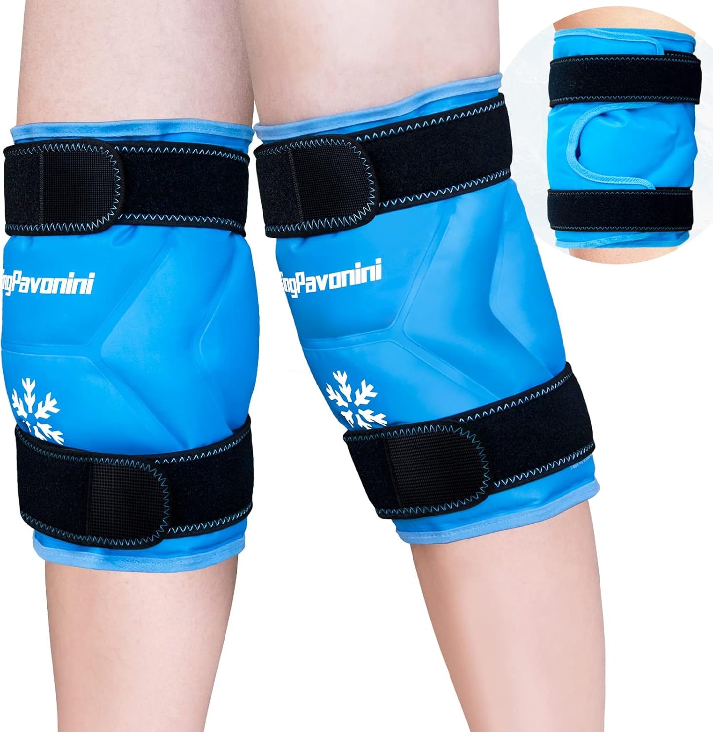 XXL Knee Ice Pack Wrap Around Entire Knee After Surgery, Reusable Gel Ice Pack for Knee Injuries, Large Ice Pack for Pain Relief, Swelling, Knee Surgery, Sports Injuries, 2 Pack (Sky-Blue)