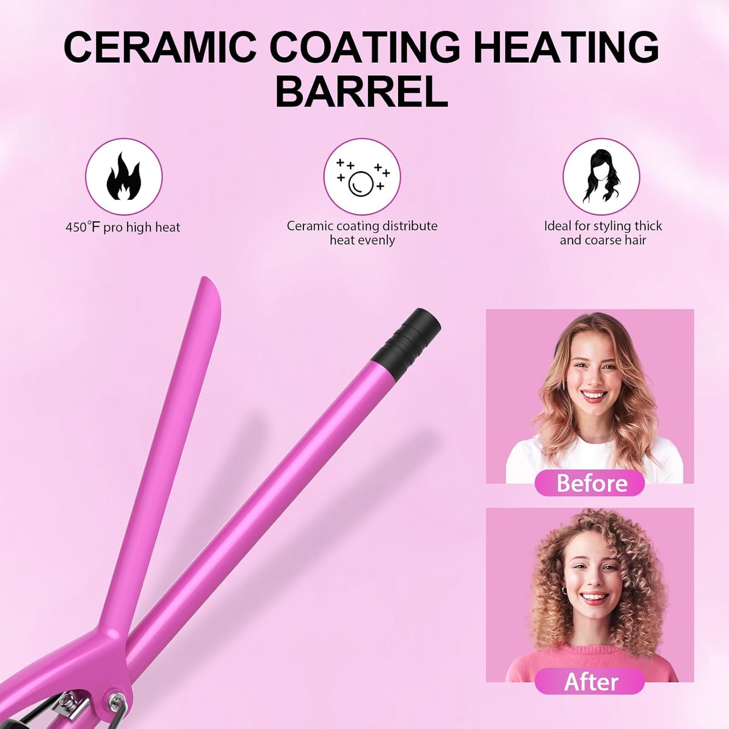 DAN Technology Small Ceramic Curling Wand with Adjustable Temperature for Tight Curls on Short & Long Hair (3/8 Inch, 10MM)