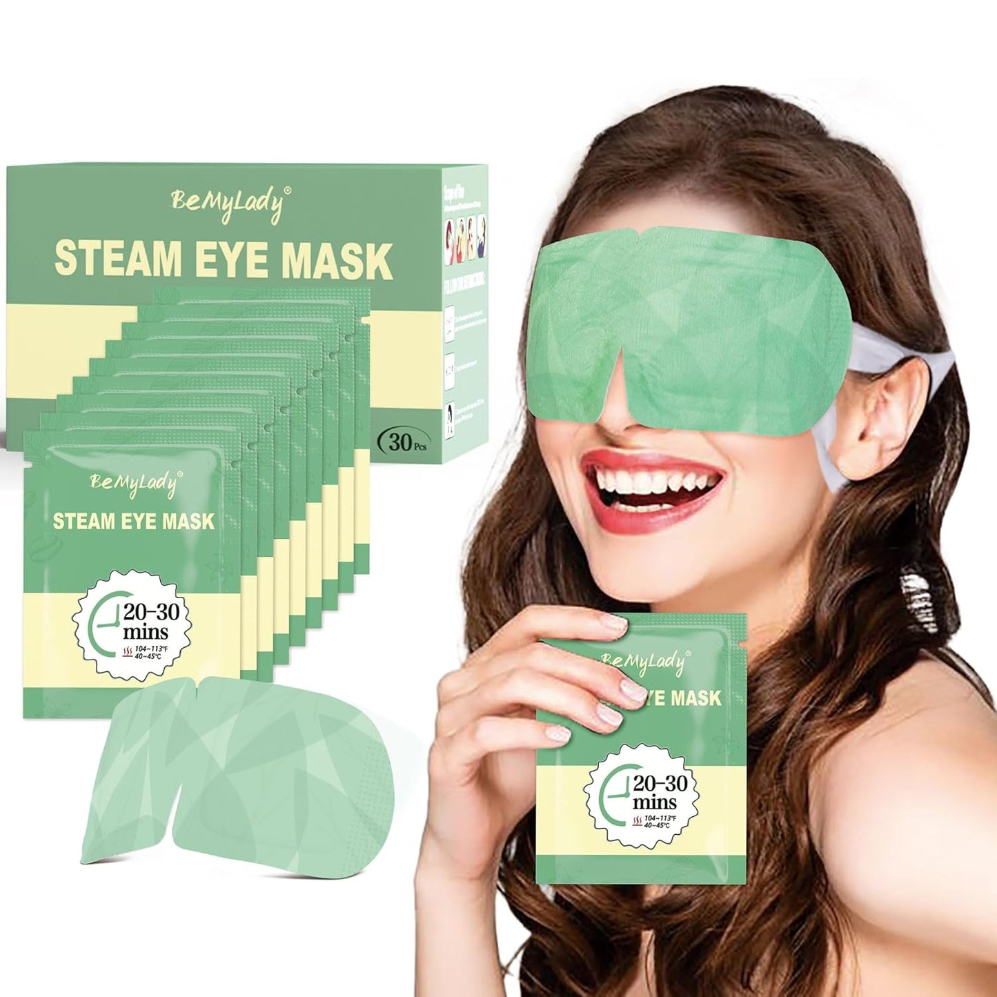 30 PACK Steam Eye Mask for Dry Eyes, Eye Mask Warm Compress 45Mins, Moist Heated Eye Masks forDark Circles Puffiness Eye Bag, Travel Portable Business Office