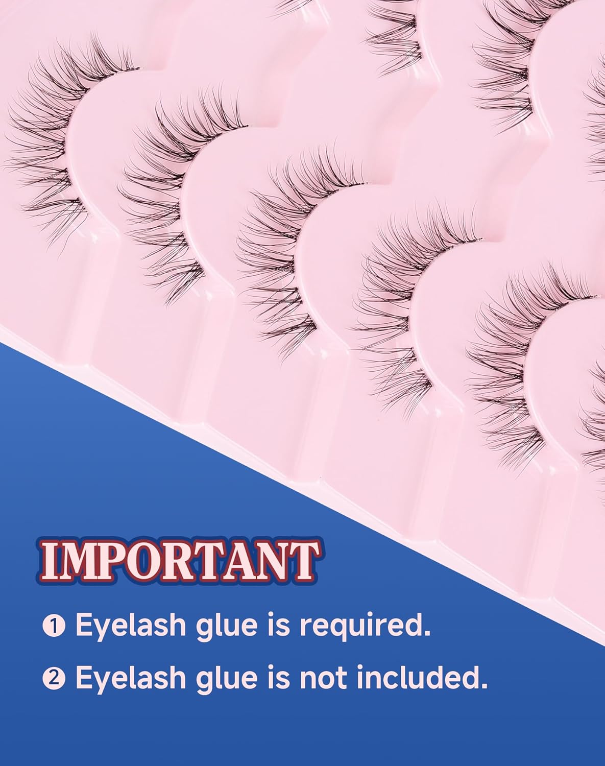 Lashes Natural CLear Band Wispy False Eyelashes Natural Look Flared Strip Eyelash False Eye Lash Soft 7 Pairs Everyday SF-02