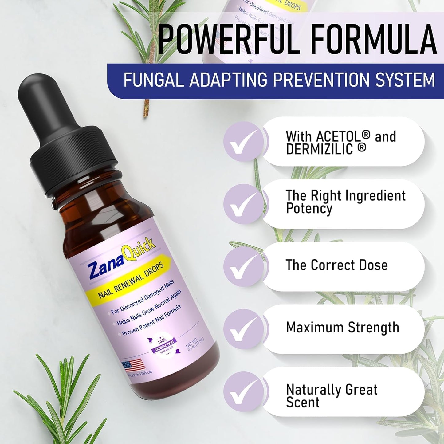 ZanaQuick Extra Strength Toenail & Fingernail Repair Drops - Nail Care Renewal for Thick, Damaged & Discolored Nails - 1 Pack, 0.50 fl oz