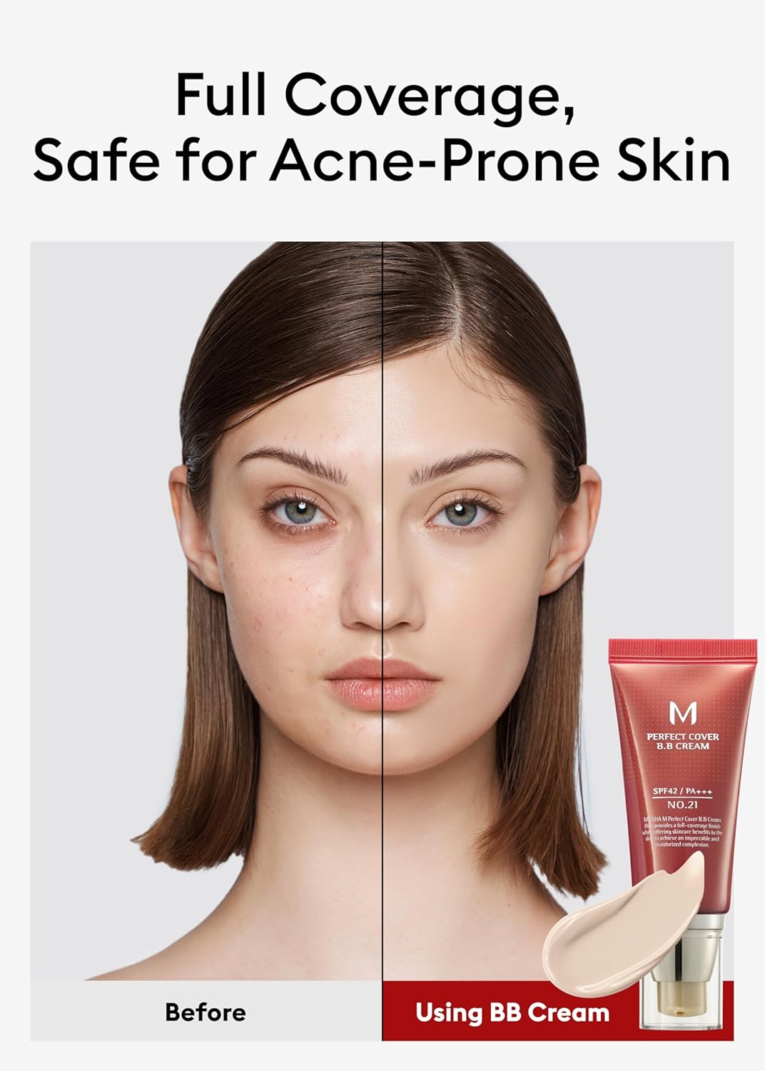 MISSHA M Perfect BB Cream No.21 Light Beige for Bright Skin SPF 42 PA +++ 1.69 Fl Oz - Tinted Moisturizer for face with SPF