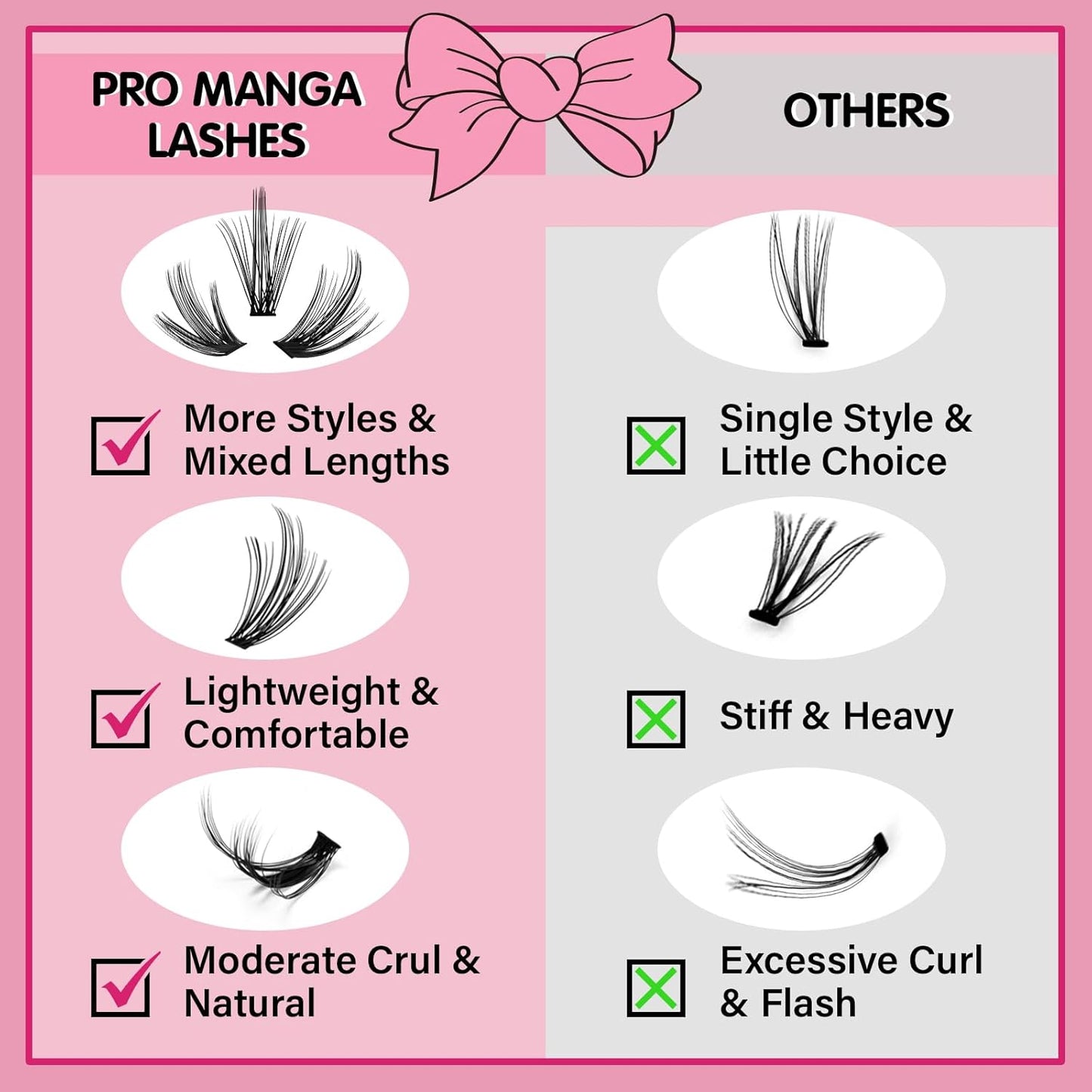 280 Pcs Individual Lashes 50D Mixed Lash Clusters Devil Style Lashes That Look Like Eyelash Extensions Wispy Lashes DIY Individual Lashes At Home (50D-C-8-16mix,Manga)