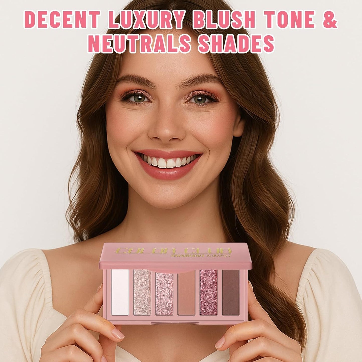 6 Colors Mini Eyeshadow Makeup Palette Blush-colored Neutral Tone Eye Shadow Matte & Shimmer Nude Make Up Pallet with Mirror Blendable Highly Pigmented Travel Size Gift Kit 03