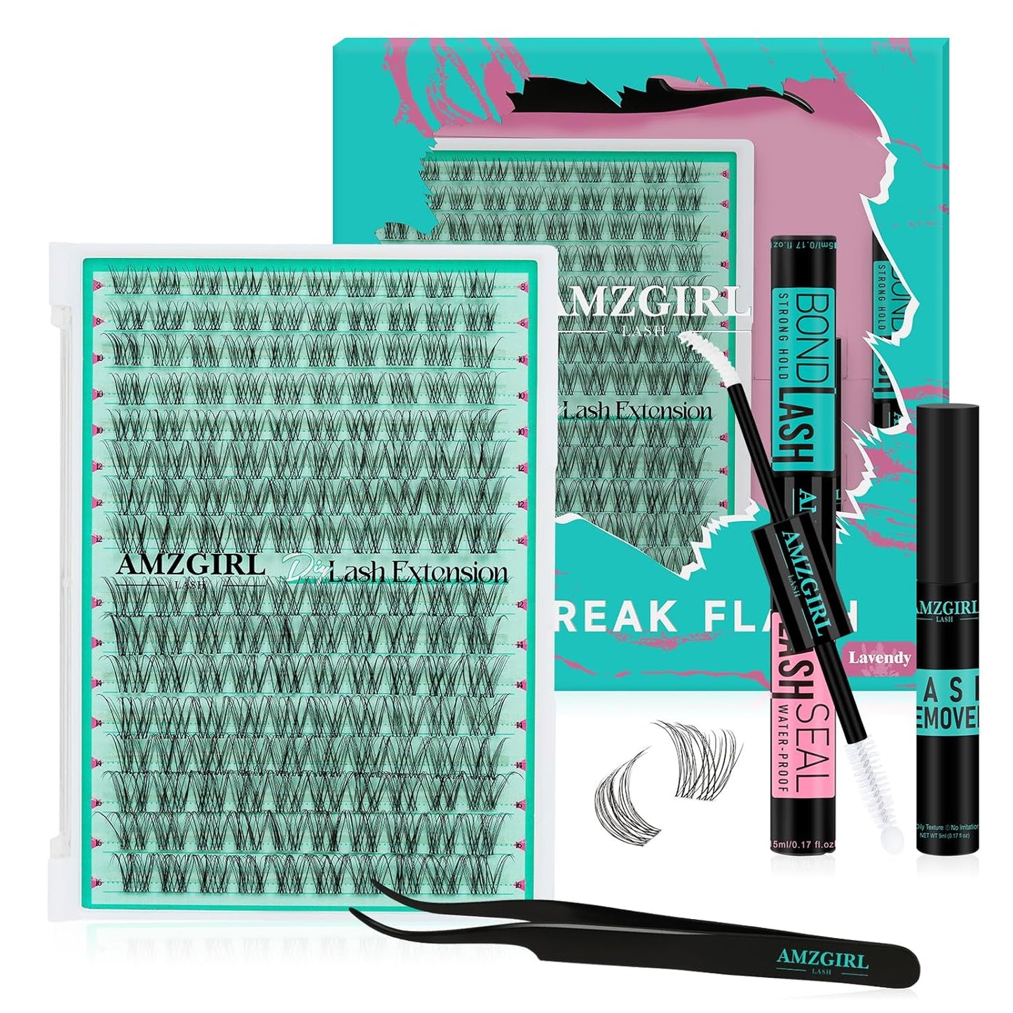 Lash Clusters Kit,160pcs D Curl DIY Individual Eyelash Cluster Kit,Lash Bond And Seal,Remover For Eyelashes Extensions,Lash Applicator Tool For False Eyelash Extension Kit At Home(01#,Kit)