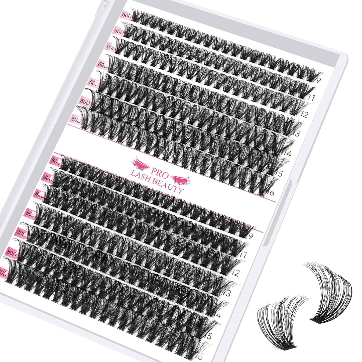 280 Pcs Individual Lashes 60D+80D Mixed 0.05 Lash Clusters 14 Rows that Look Like Eyelash Extensions DIY Lash Extension Self Application At Home (60+80-D-9-16mix)