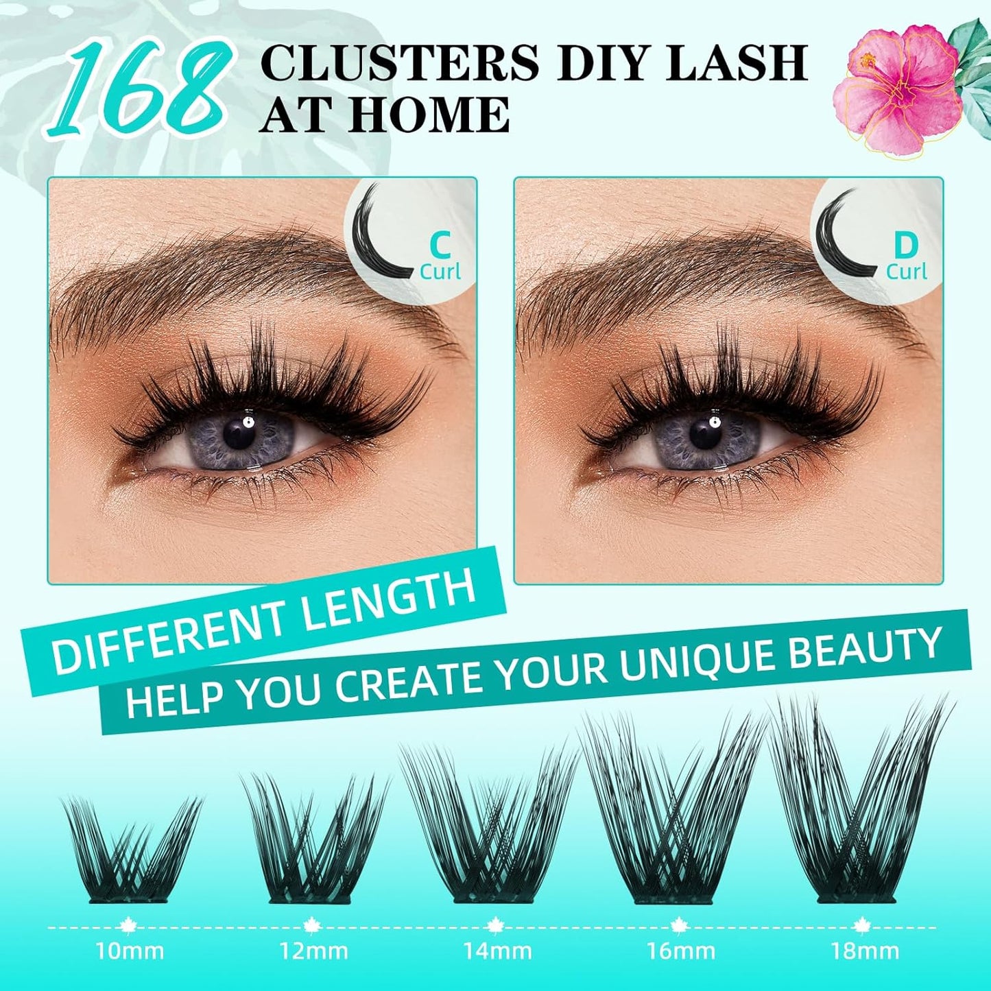 Lash Clusters Wet Look 168Pcs Eyelash Cluster Ultra-Thin Lash Band Eyelashes Extensions Spiky Anime Wide Span Lashes(Mallow,D-10mm)
