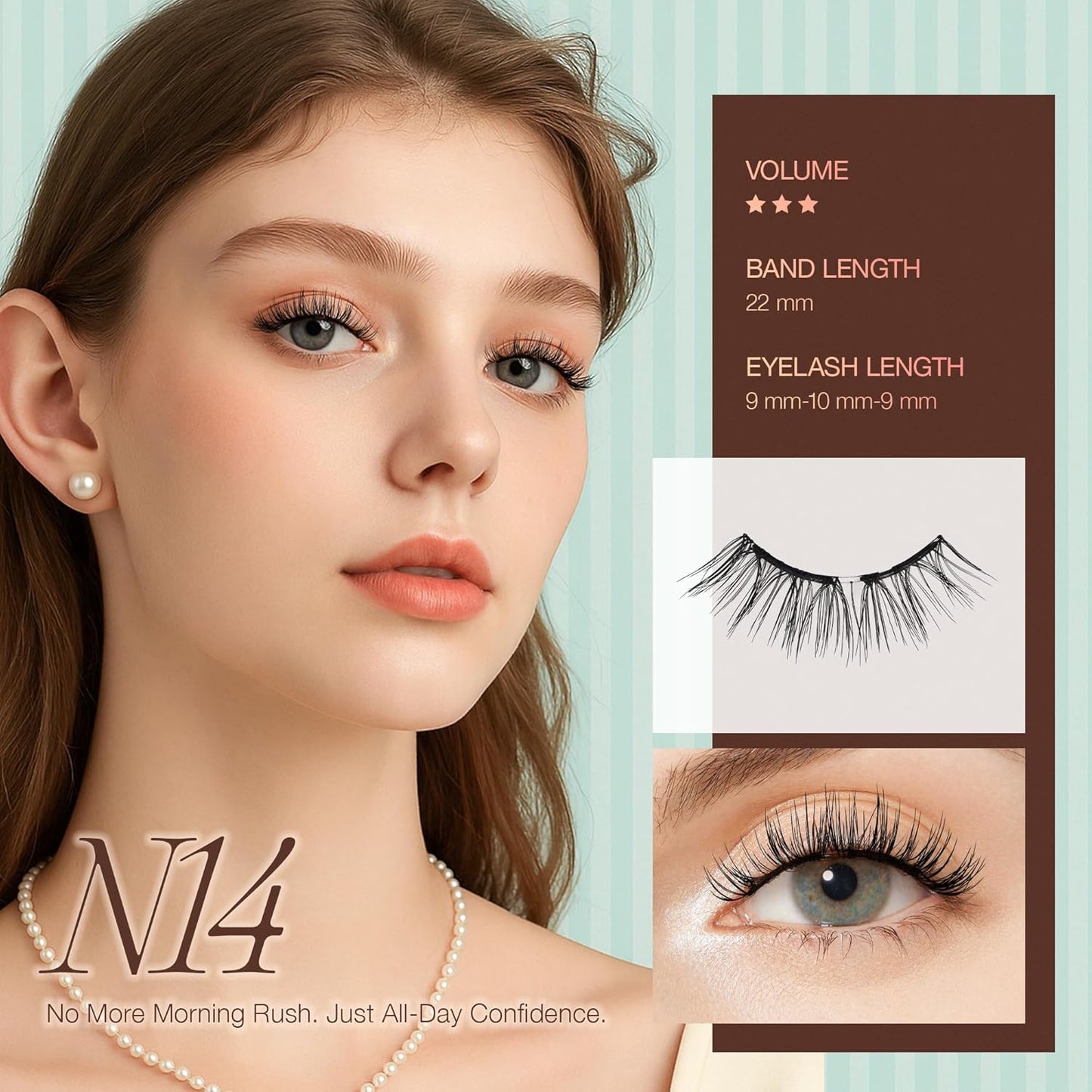 LASHVIEW Soft Magnetic Eyelashes Kit, Natural Look with 0.17mm Ultra-Thin Magnets, Comfortable No-Glue Lashes with Applicator & Eyelash Fixer, Easy to Wear & Remove-N14