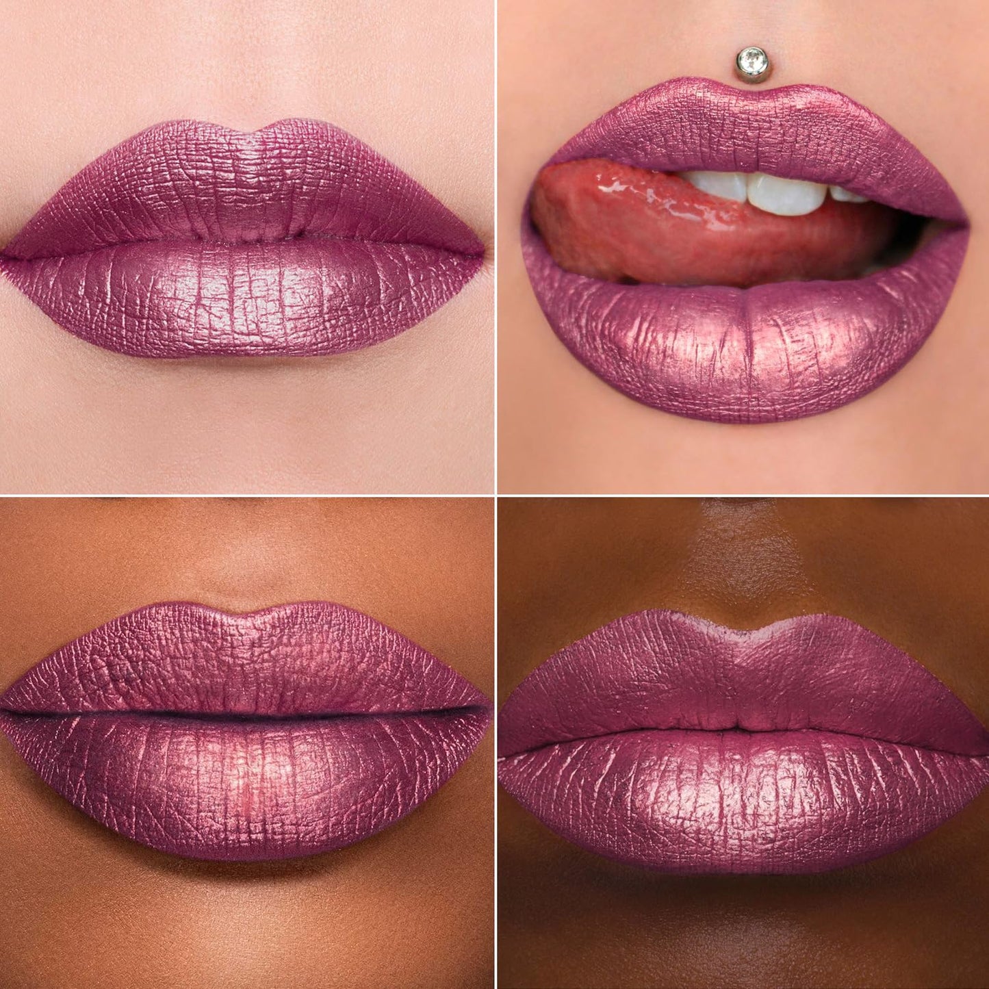 MAKI YIKA 3Pc Metallic Lipstick Long Lasting Pink Brown Red Glitter Lipsticks High Shine Lipstick No Smudge No Transfer Liquid Lip Gloss (Pink/Brown/Red)