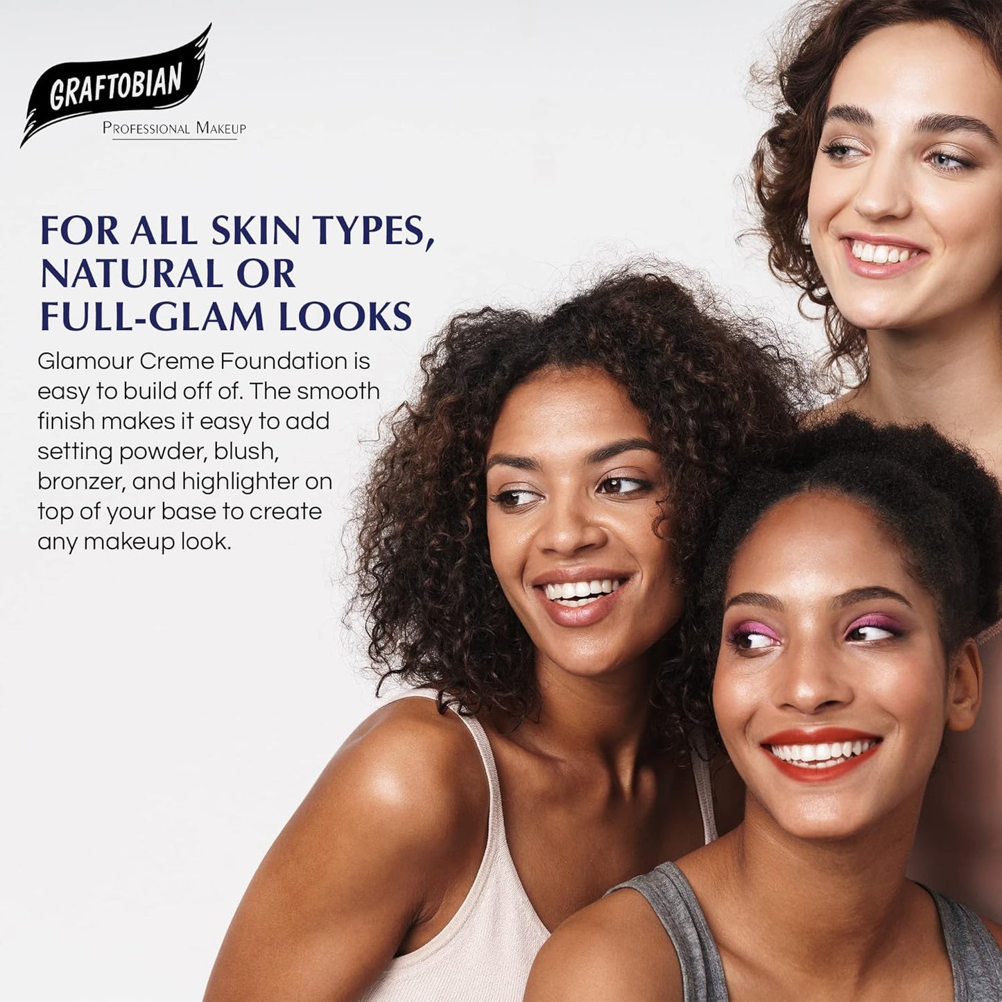 Graftobian HD Glamour Crème Foundation 1/2oz, Weightless Full Coverage Makeup, 65 Inclusive Shades, For All Skin Types, Natural or Full-Glam Looks, For Professionals and Beginners, Screen Goddess