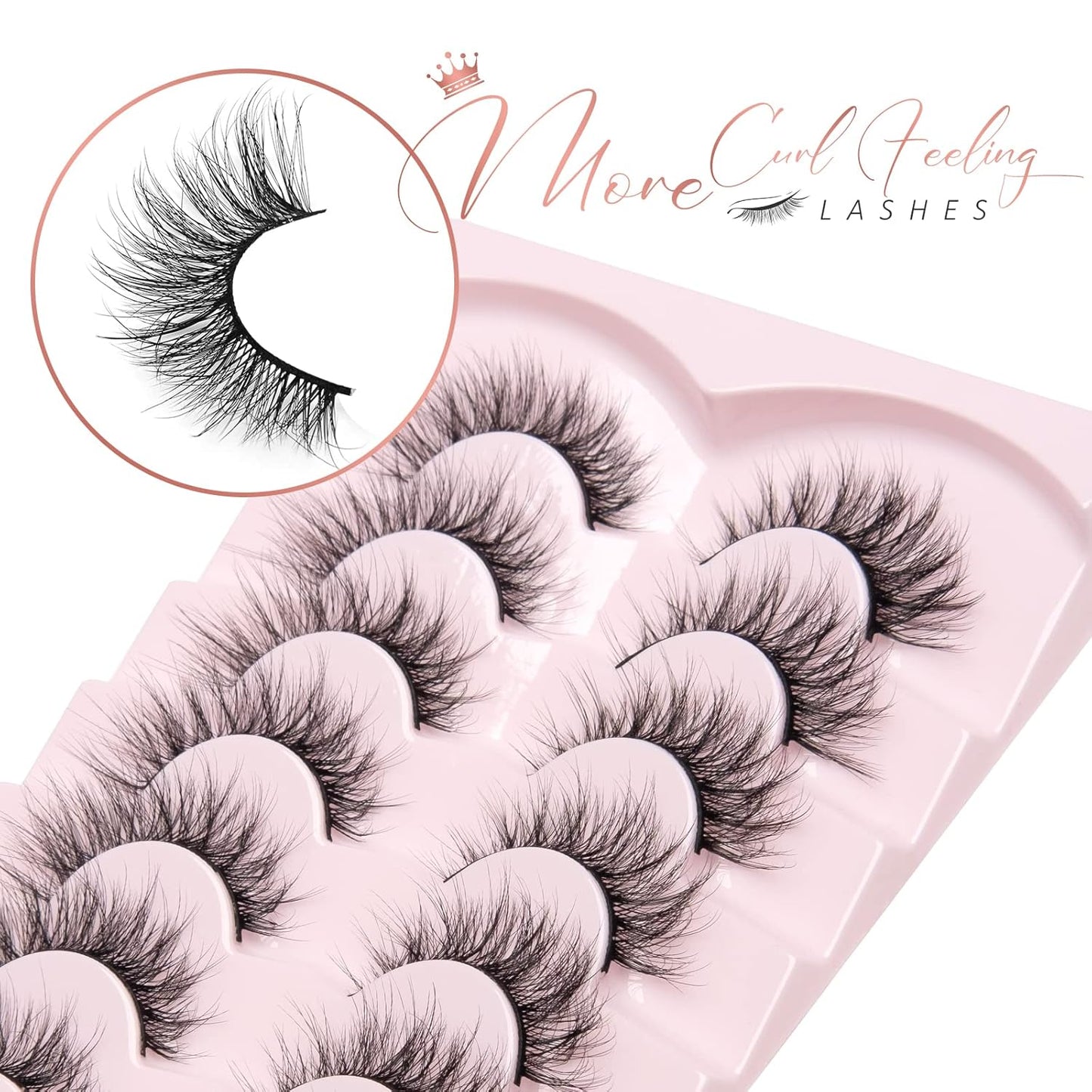 Fake Lashes Natural Wispy Lashes Airy Volume Faux Mink Lashes Fluffy Long False Eye Lashes Sets Pack 18MM Reusable Eyelashes A05