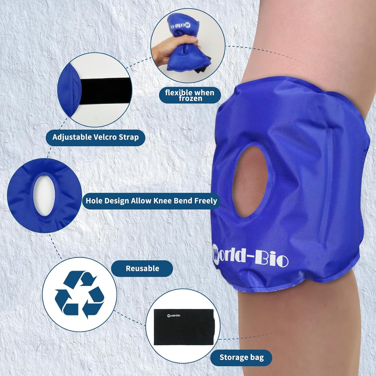 Reusable Knee Ice Pack Wrap, Ice Pack for Knee,Adjustable Cold Compress,Cold Therapy Gel Pads for Pain Relief, Arthritis,Surgery Recovery & Sports Injuries 11.5'' x 7''