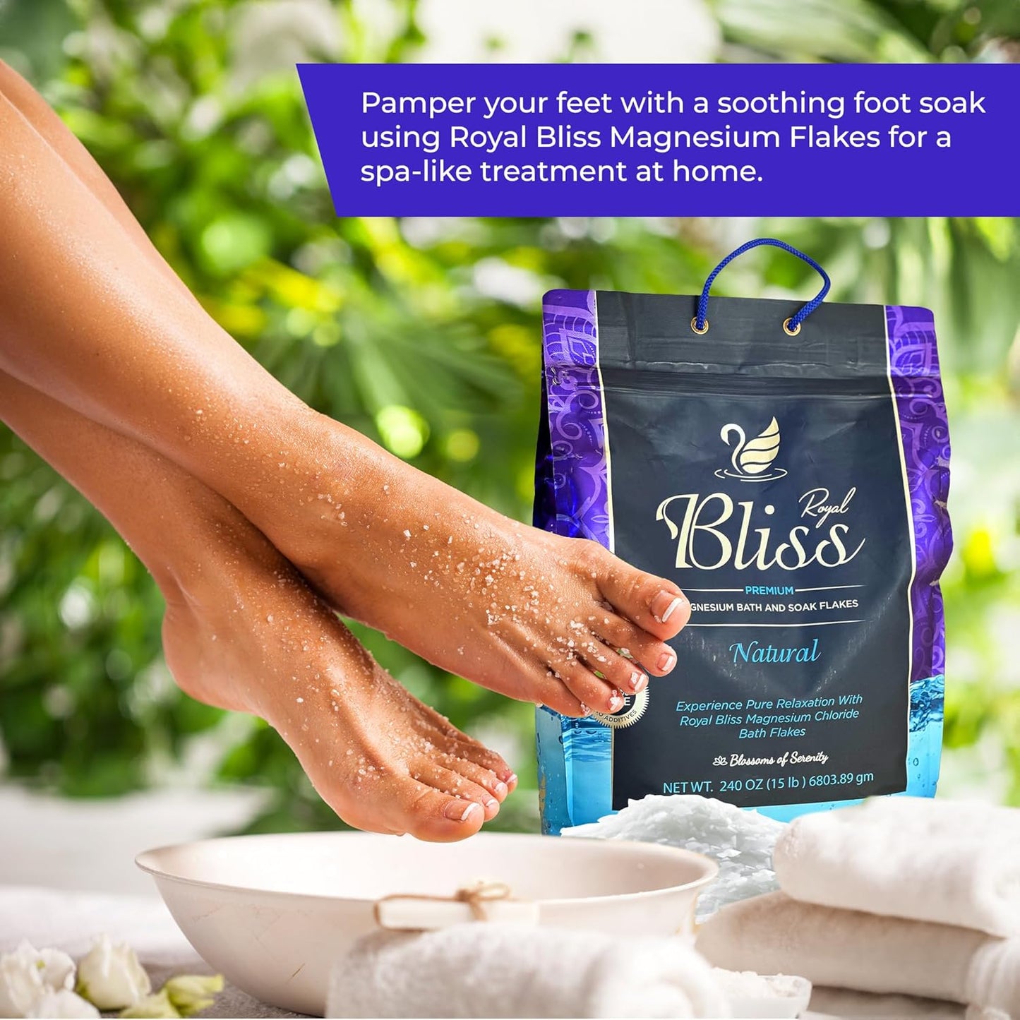 Magnesium Bath & Foot Soak | Salt Flake 10 LB (160 OZ), Super Value Pack | Natural Salts for Relaxation, Wellness & Muscle Relief, Soaking, Recovery & Stress Relief - 10 LB (160 OZ)