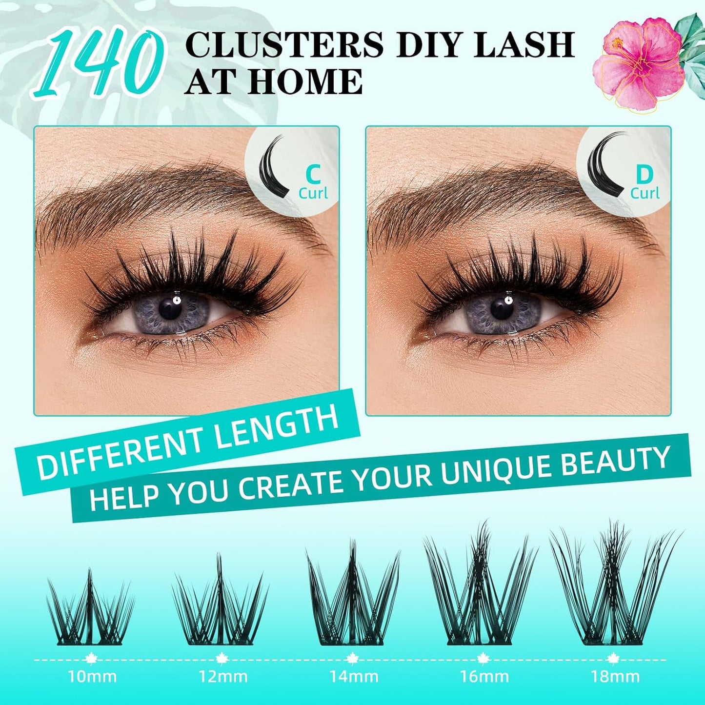 Lash Clusters Manga 140Pcs Eyelash Cluster Wet Look Ultra-Thin Lash Band Eyelashes Extensions Spiky Anime Wide Span Lashes(Puppy,C-Mix10-18mm)