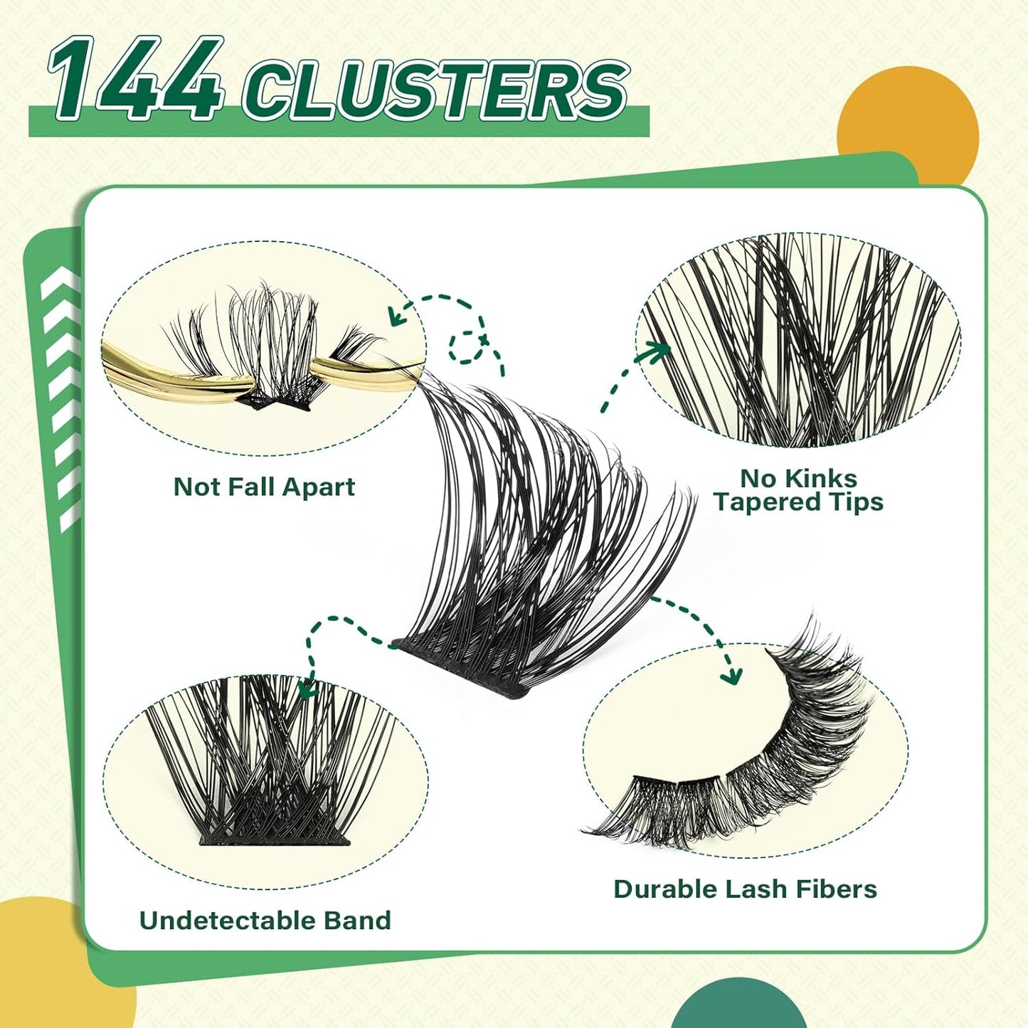 DIY Lash Extension Kit KEYYOU 144pcs Lash Clusters Eyelash Extension Kit with Mascara Brush Bond and Seal Lash Glue Remover Lash Applicators Lash Brush for DIY Lash Extensions (Y03 Kit)