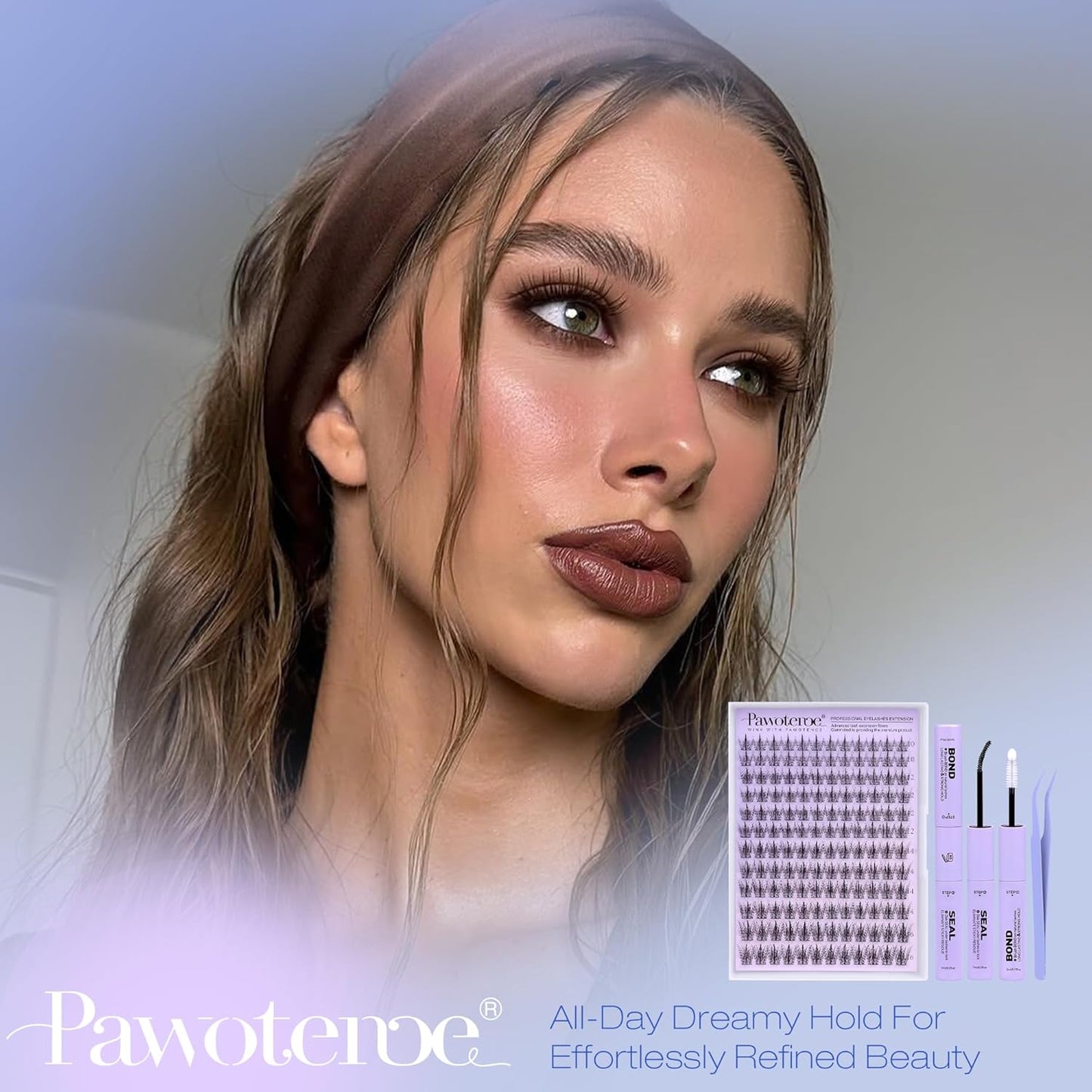 Pawotence Natural Lash Clusters Kit Eyelash Clusters 10-16mm Fairy Cluster Lashes Extension Kit Individual Lashes Cluster Wispy with Lashes Cluster Glue, Tweezers for Cluster Eyelash Extensions Kit