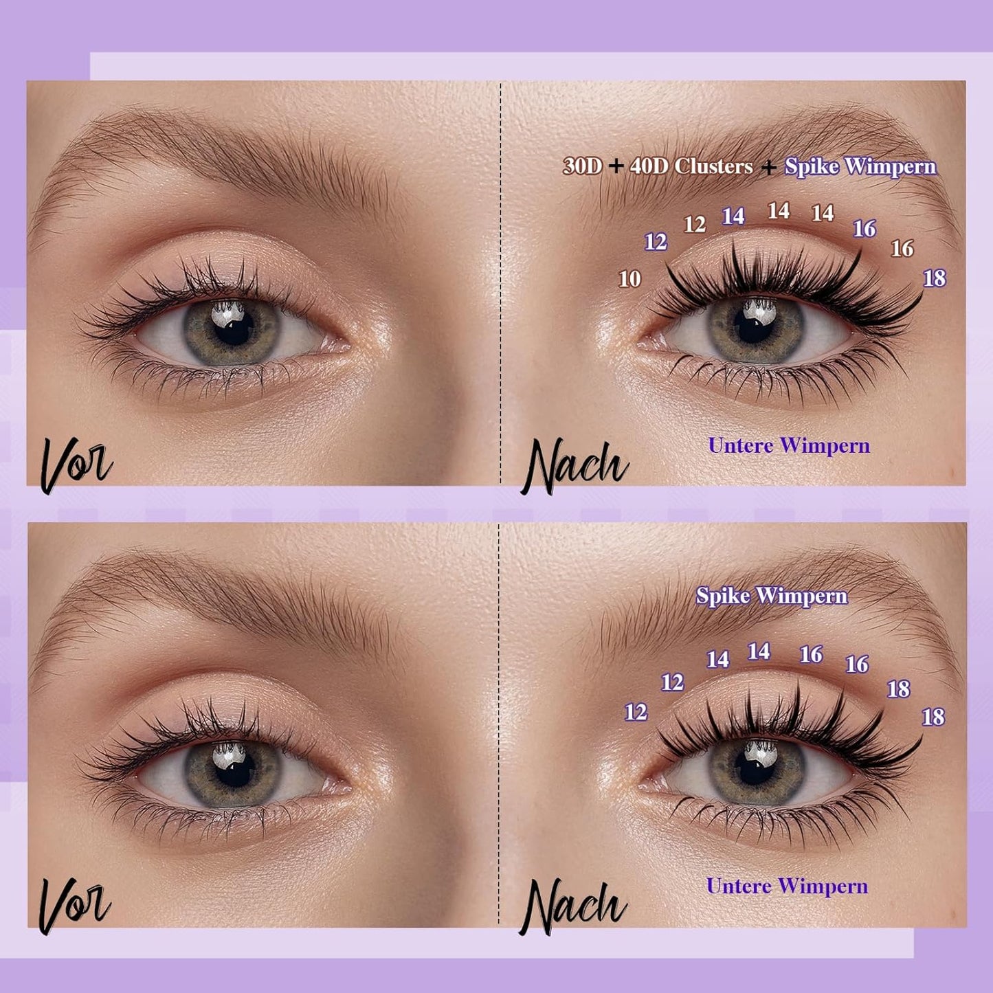 B&Q Lash Extension Kit with Spikes 30D+40D Lash Clusters Kit with Spikes Multi-Type 10-16 Mixed Eyelash Extension Kit with Bottom Lashes, 7D Spike Fans, Individual Lashes, Lash Tweezer(spike-30D+40D)