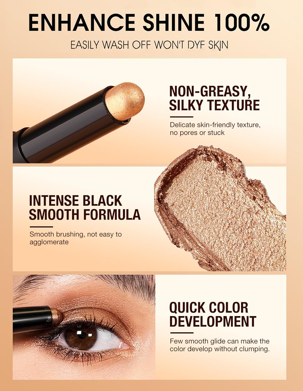 Erinde Shimmer Cream Eyeshadow Stick, Long Lasting Metallic Eye Shadow Sticks, Waterproof Creamy Glitter Eyeshadow Pencil, High Pigmented Blendable Neutral Eye Makeup, 18 Glacier Blue Shimmer