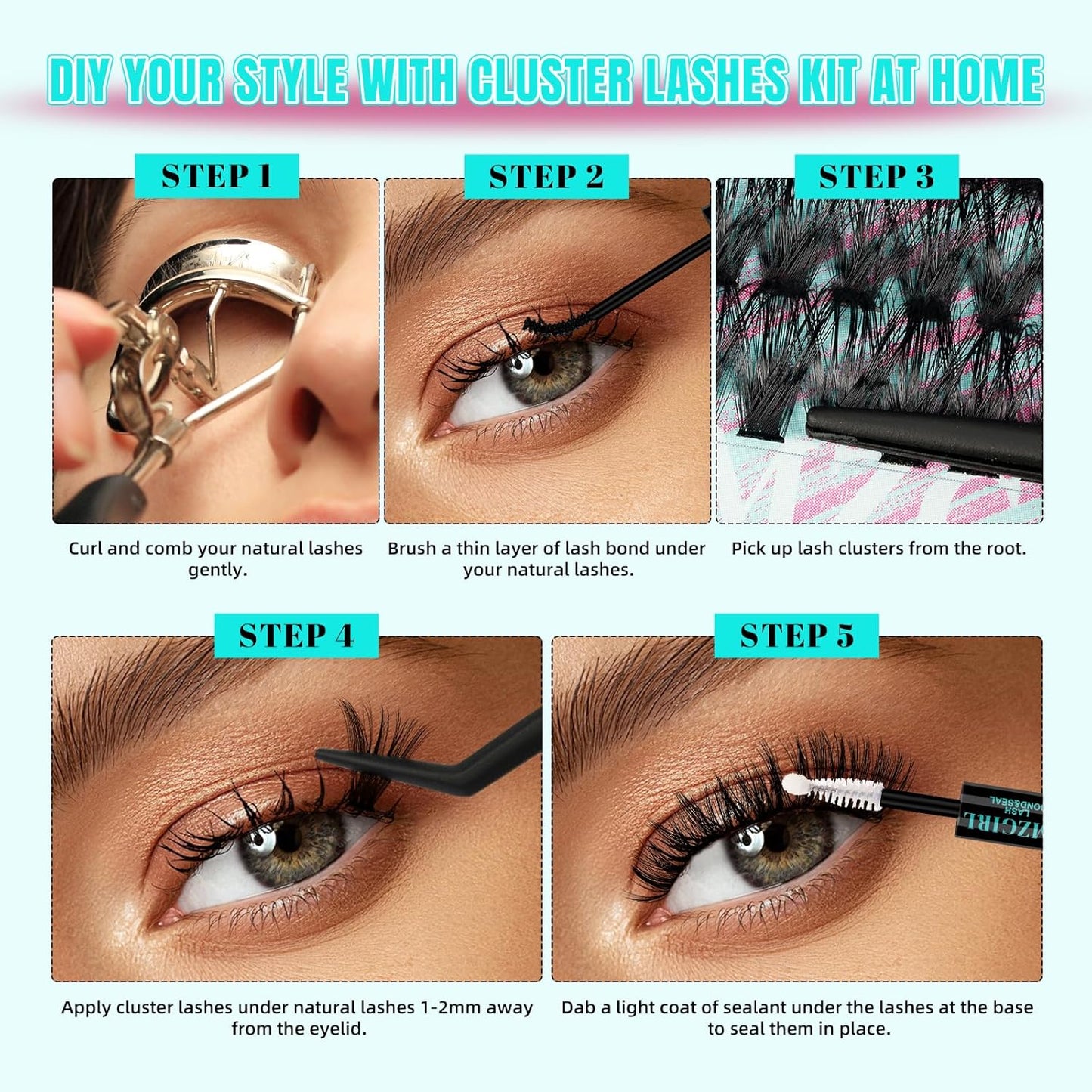 Lash Clusters 320Pcs 70D 90D,DIY Individual Eyelash Extension, Wispy Cluster Lashes Extension Volume Eyelashes Extensions for Self Use at Home (D-Mix10-16mm)