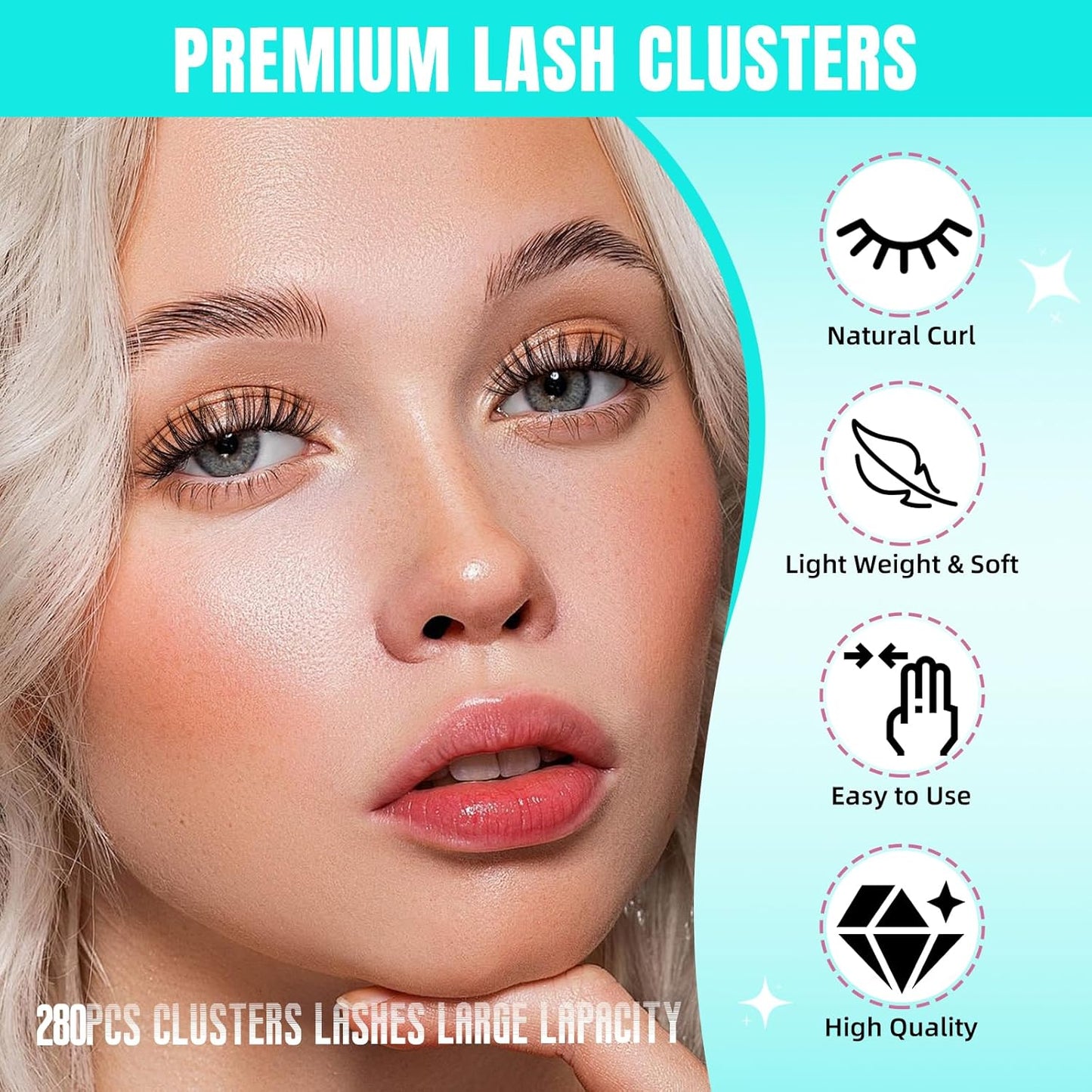 Lash Clusters Wispy 280PCS Eyelash Extension 30D 40D Cluster Lashes Individual Lashes DIY Lash Extension Natural Look Cluster Eyelash Extensions Soft False Eyelashes at Home for Beginners(14mm)
