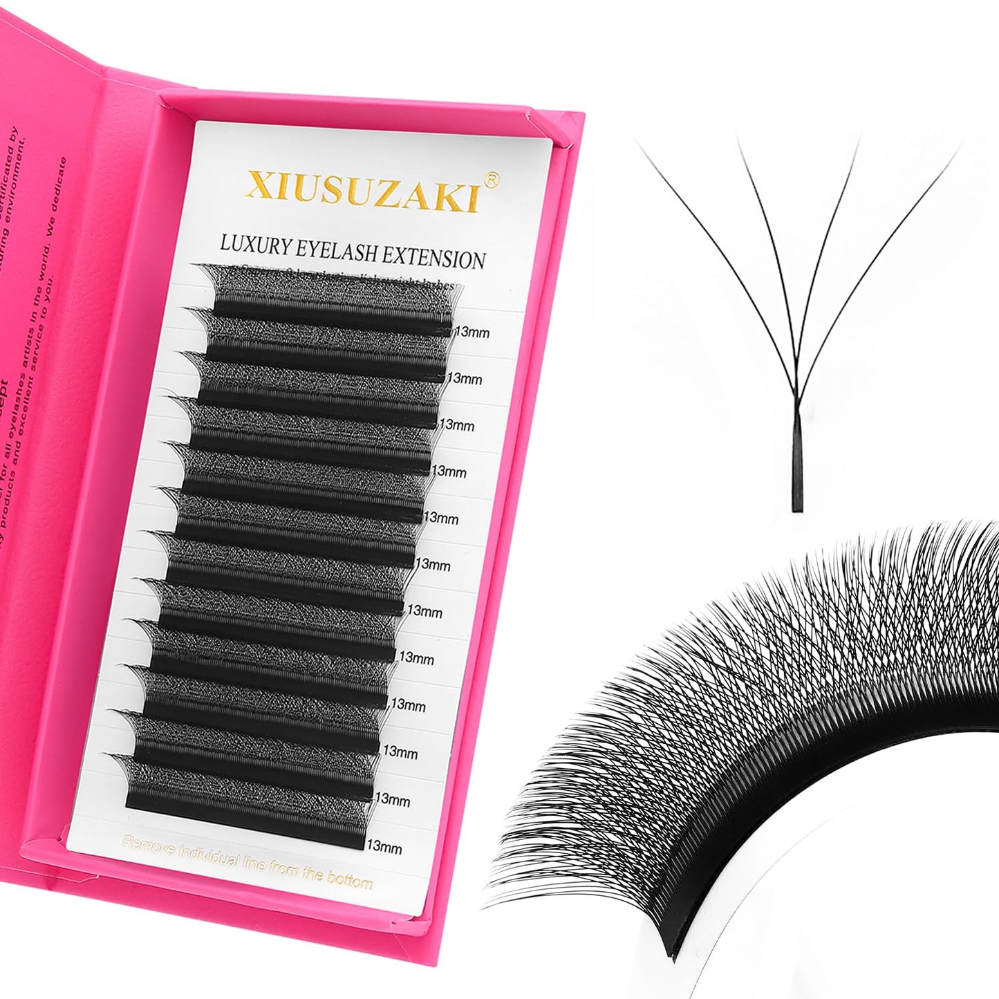 W Lash Extensions Supplies 4D Eyelash Extensions W Shape 0.07mm Thickness D Curl 14mm Premade Fans Easy Fan Lashes Volume Matte Black 12 Rows Crisscross Eye Lashes(W-4D-0.07-D,14mm)