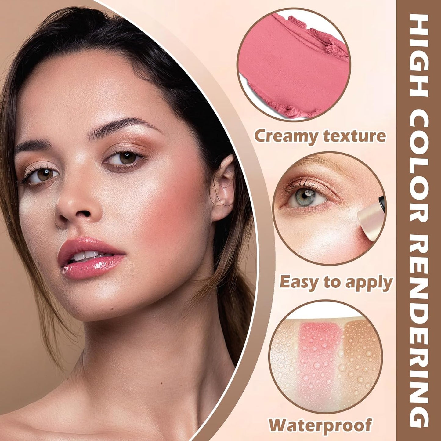 3PCS Cream Contour Stick Makeup Kit Face Highlighter Bronzer Blush Stick Long Lasting Illuminator Highlighters Makeup Stick for All Skin Tones(02 Champagne Gold+05 Rugosa Rose+06 Espresso)