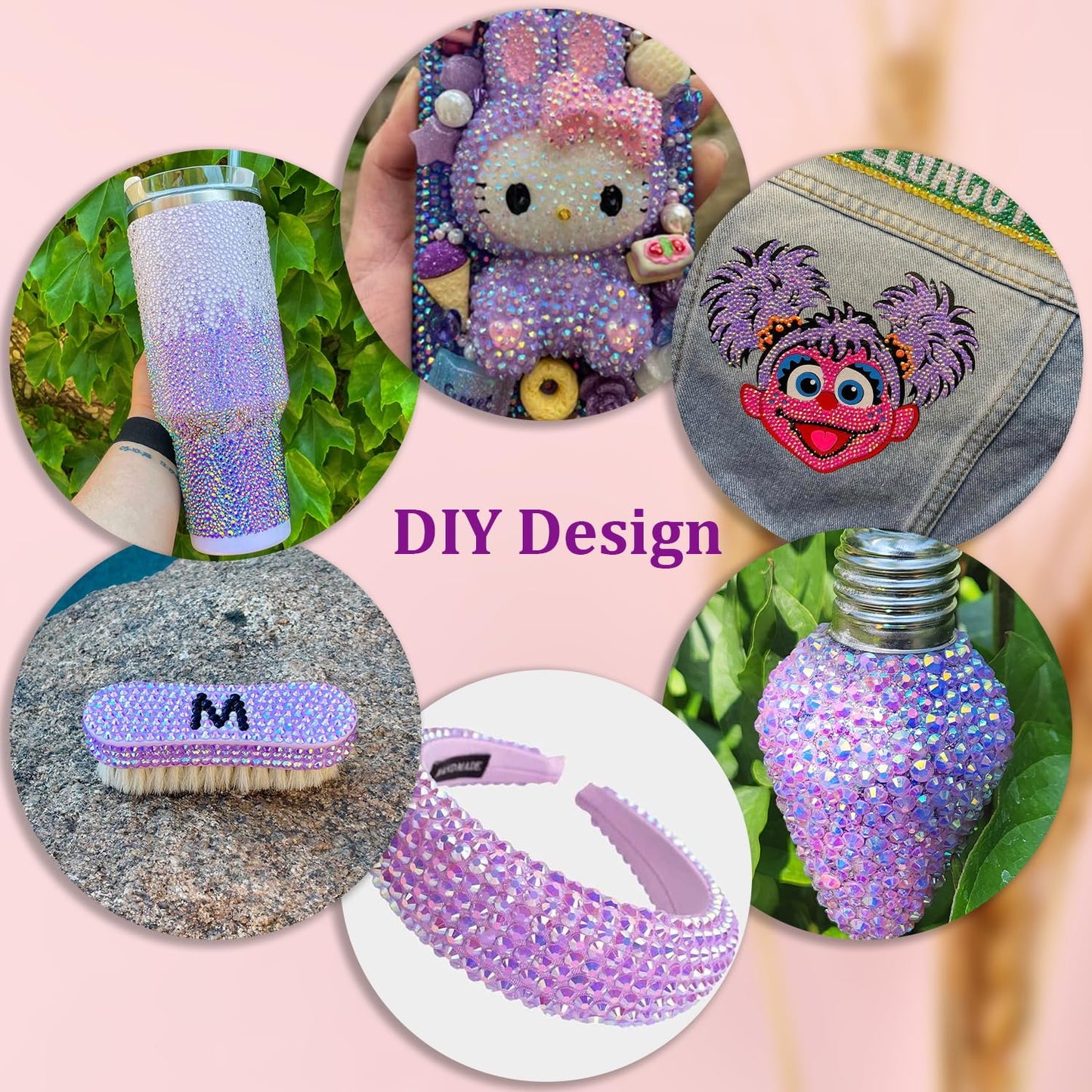 25000Pcs Resin Jelly Rhinestones for Crafting, Lavender Purple AB 2-6mm Mixed Sizes Non Hotfix Flatback Gems, Bedazzling Crystal for DIY Crafts Clothing Tumblers Mugs Shoes Fabric Nail Art