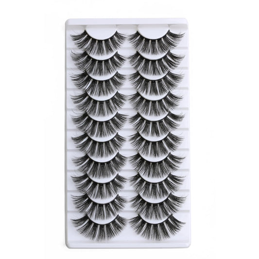 SUNWELL False Eyelashes 18mm Mink Lashes 8D Fluffy Faux Mink Lashes Dramatic Cat Eye Lashes Strips Soft Full Volume Fake Eyelashes 10 Pairs Pack