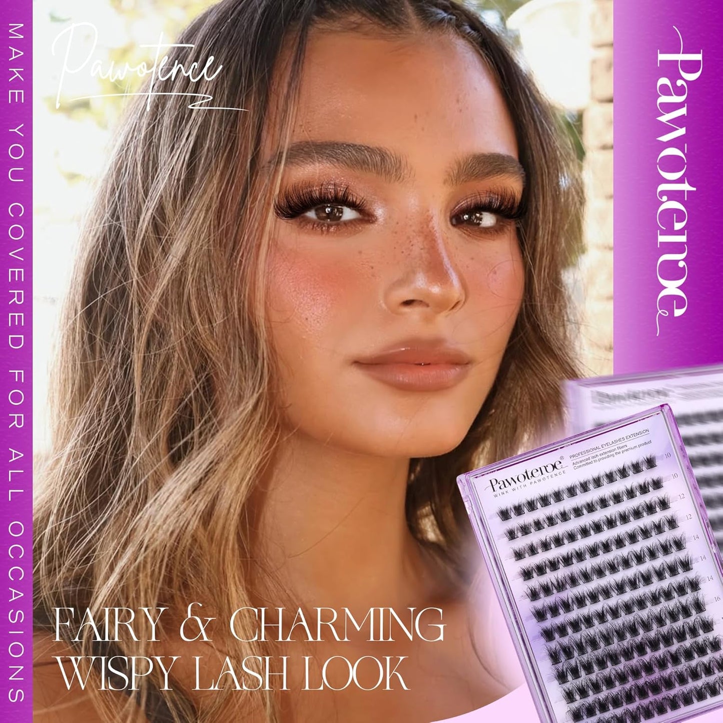 Pawotence Lash Clusters Wispy Eyelash Clusters 10-18mm Faux Mink Individual Lashes Extension DIY 144pcs False Eyelashes Full Cluster Eyelash Extensions