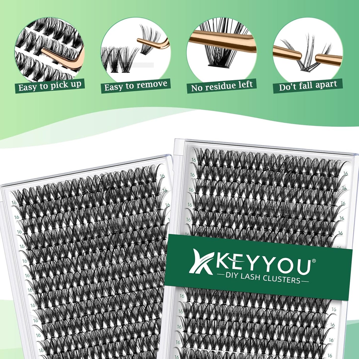 Lash Clusters 300Pcs Individual Lashes 40D 0.07D Curl 18mm Lash Extensions Clusters Lashes Soft&Natural False Eyelashes Individual DIY Eyelash Extension at Home(40D-0.07D,18mm)