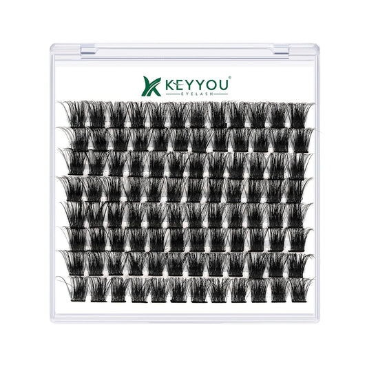Lash Clusters,96 Pcs Cluster Lashes D Curl 16mm DIY Lash Extensions Eyelash Clusters,KEYYOU Volume Wispy Individual Lashes Soft&Comfortable Easy DIY at Home(Y05,D-16mm)