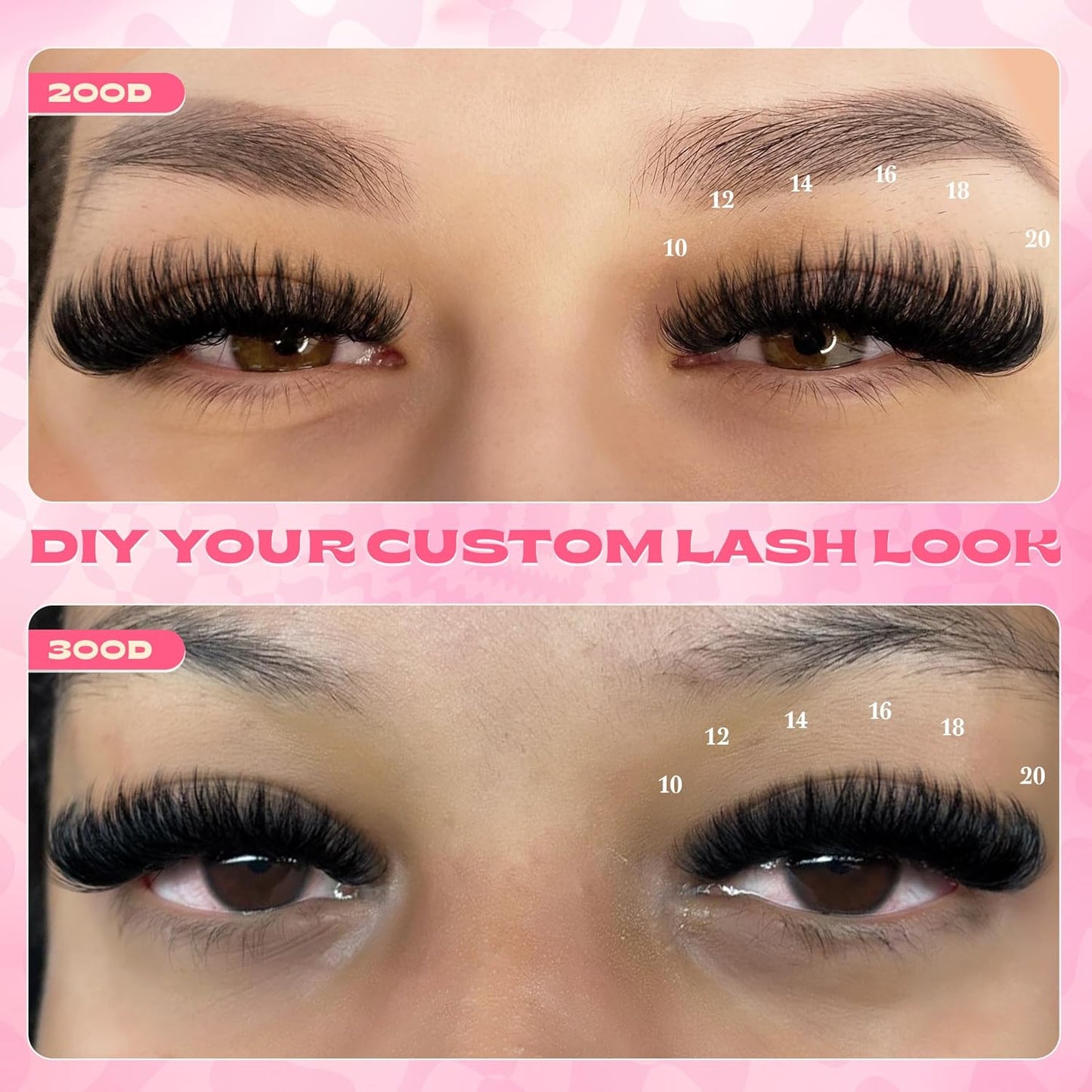 200D+300D Lash Clusters Volume Thick Individual Lashes Fluffy Cluster Eyelash Extensions 10-20MM D Curly Eyelashes Clusters Dramatic Lash Extension Faux Mink Mega Eyelash Clusters by Pleell