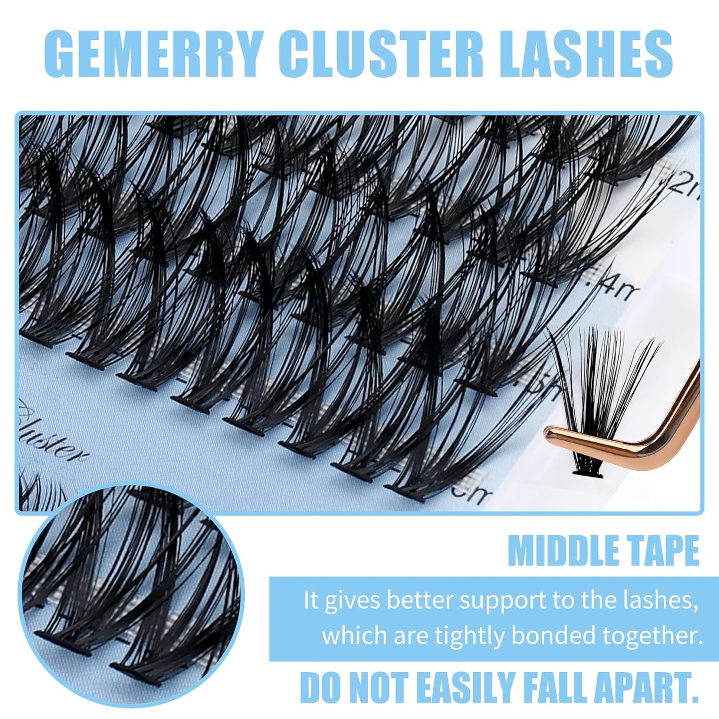 Individual Lashes 240pcs Large Tray 0.07mm 30P+40P D Curl Mix 15-20mm Lash Clusters Soft&Fluffy Cluster Lashes Mink Lash Extension Clusters Mixed Tray False Eyelashes By GEMERRY