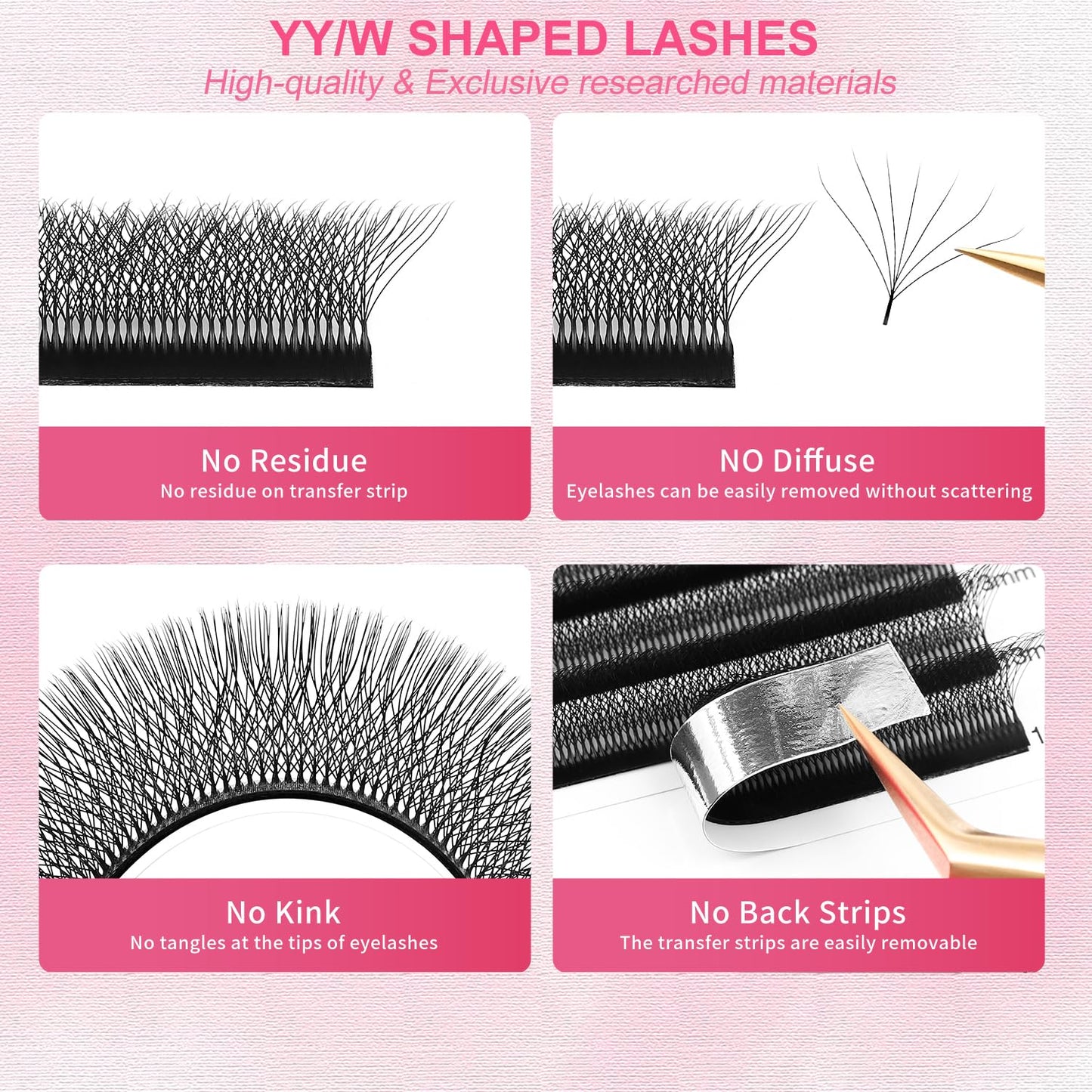 W Lash Extensions Supplies 7D Eyelash Extensions W Shape 0.07mm Thickness C Curl 12mm Premade Fans Easy Fan Lashes Volume Matte Black 12 Rows Crisscross Eye Lashes(W-7D-0.07-C,12mm)