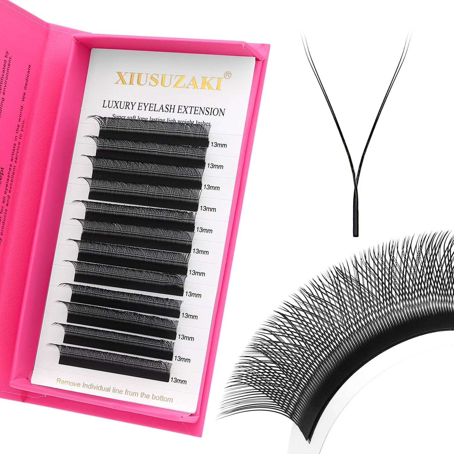 YY Lash Extensions Supplies Y Eyelash Extensions 0.07mm Thickness C Curl 9mm Premade Fans 4D Russian Volume Matte Black 12 Rows Crisscross Eye Lashes(YY-0.07-C,9mm)