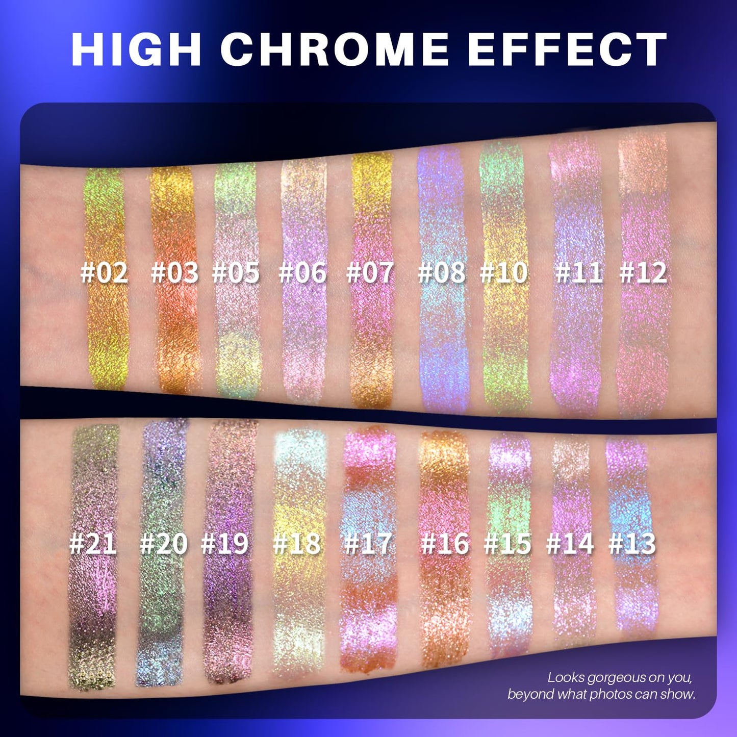 CHARMACY Multichrome Glitter Liquid Eyeshadow, Chameleon Shifting Color, Holographic Metallic Eyeshadow, Long-Lasting Wear, Vegan Eye Topper for Party, Daily Makeup #06