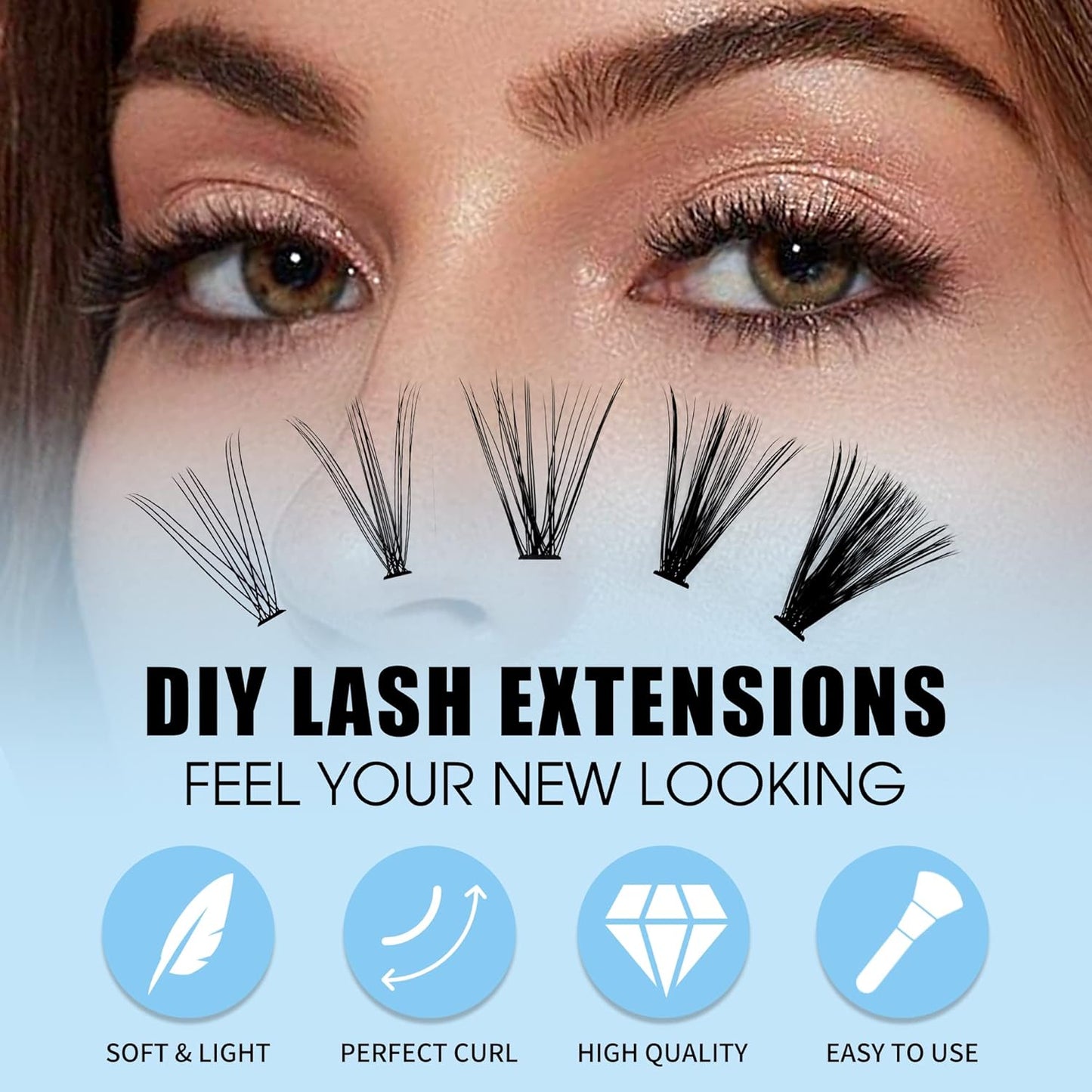 GEMERRY Individual Lashes 240pcs Large Tray 0.07mm 30P/40P C Curl Mix 8-16mm Lash Clusters Soft&Fluffy Cluster Lashes Mink Lash Extension Clusters Mixed Tray False lashes(30P/40P-C, 8-16 Mix)