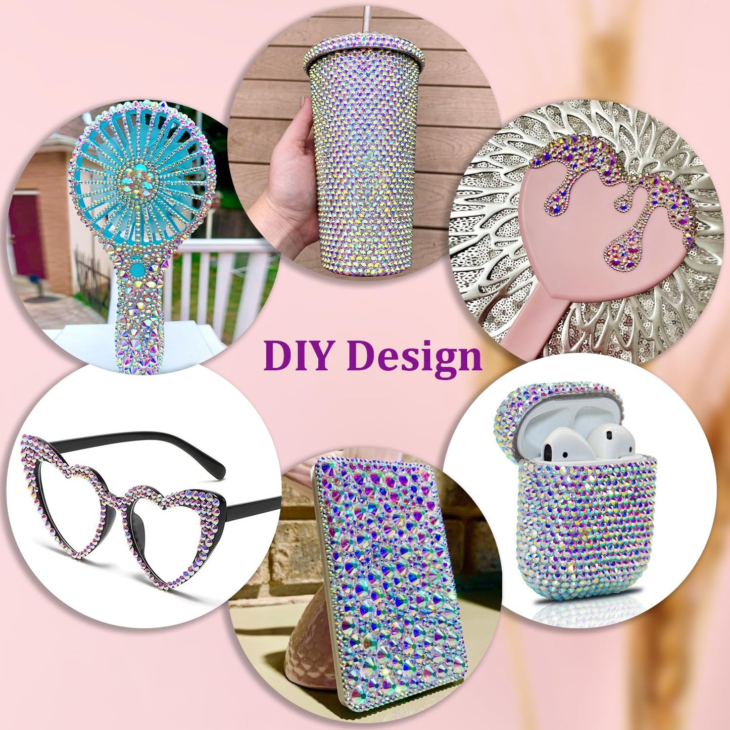 30000Pcs AB Rhinestones for Bedazzling with B7000 Jewelry Glue, Bedazzler Kit Flatback Gems, Resin Rhinestones for Crafting Crafts Clothing Shoes Fabric Nail Art Assorted Size 2/3/4/5/6mm