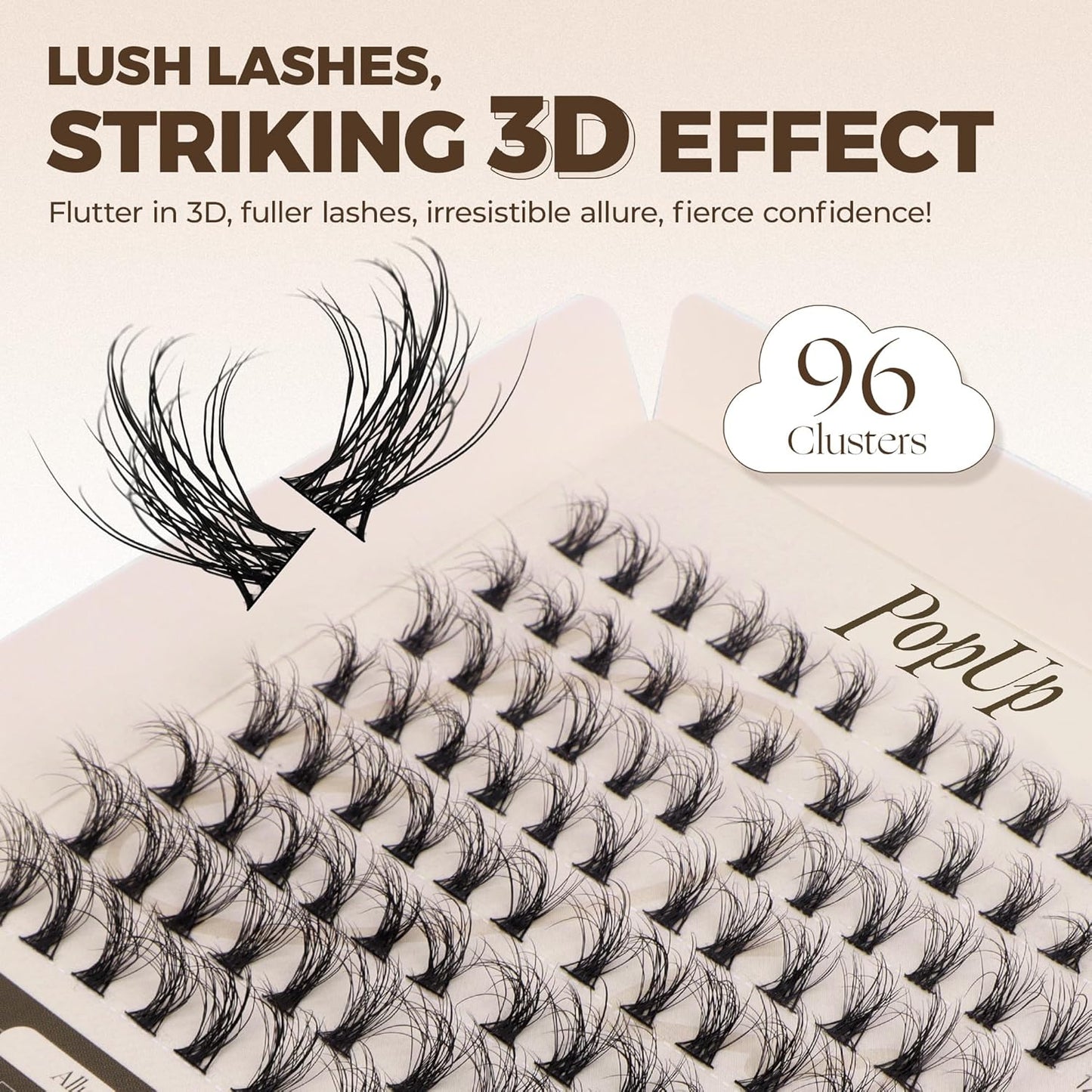 PopUp Cluster Lashes Wispy Cluster Eyelash Extensions 3D DIY Lash Clusters 10-16mm Multilayered Eyelash Clusters, Reusable Fluffy Individual Lashes Cluster(BDD06)