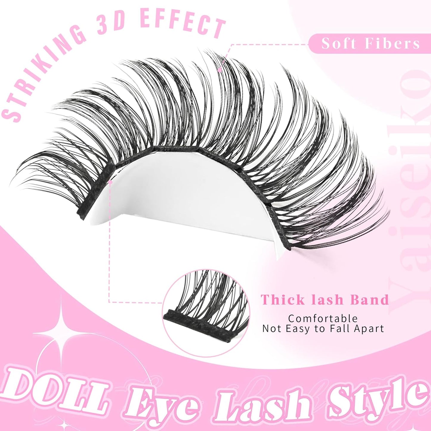 Manga Lash Clusters Eyelash Extensions Wispy Anime Eyelash Clusters Lash Extension 60pcs 8-16MM D Curl Volume Individual Lashes Clusters Natural spiky lash clusters DIY Eyelash Extension at Home