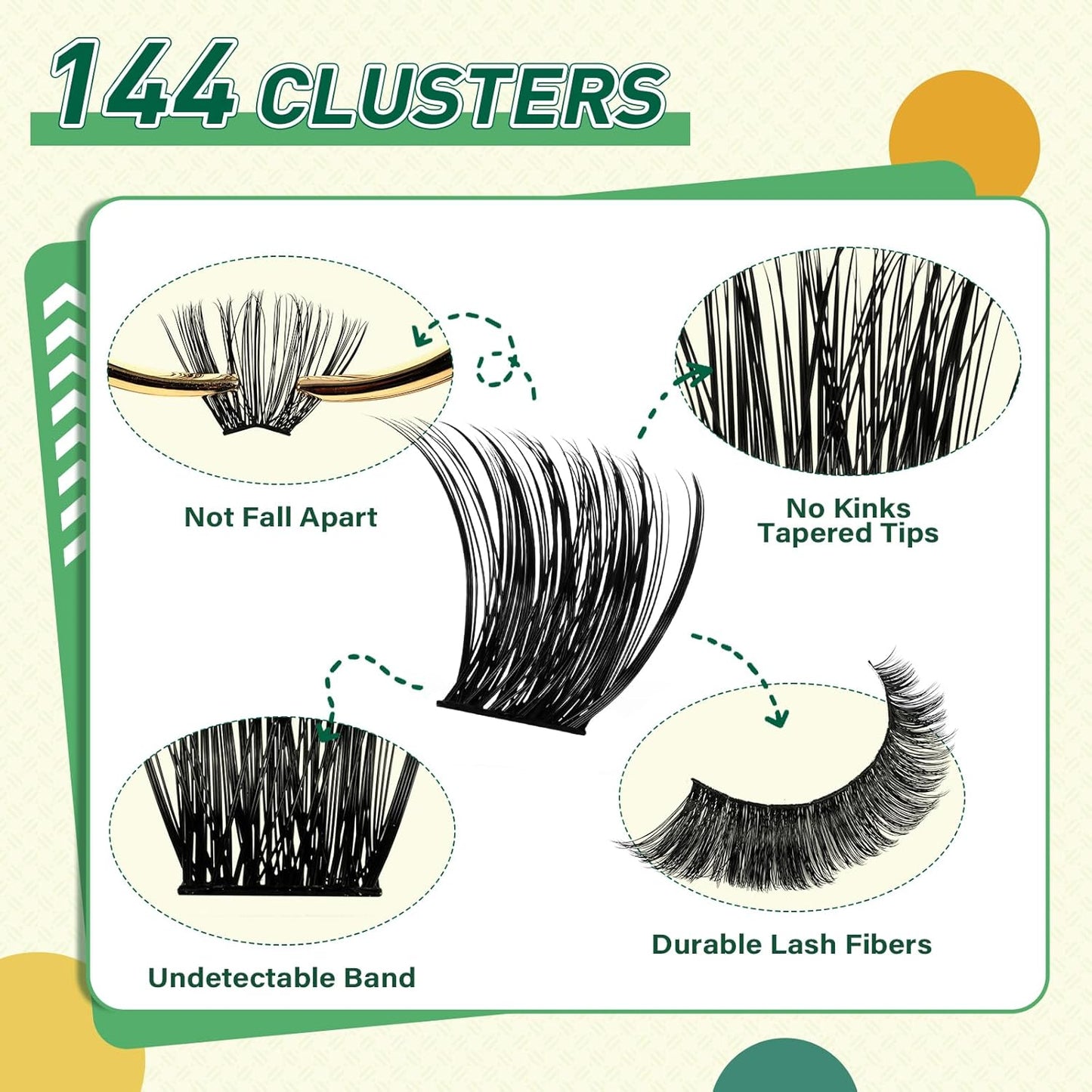 DIY Lash Extension Kit KEYYOU 144pcs Lash Clusters Eyelash Extension Kit with Mascara Brush Bond and Seal Lash Glue Remover Lash Applicators Lash Brush for DIY Lash Extensions (Y04 Kit)