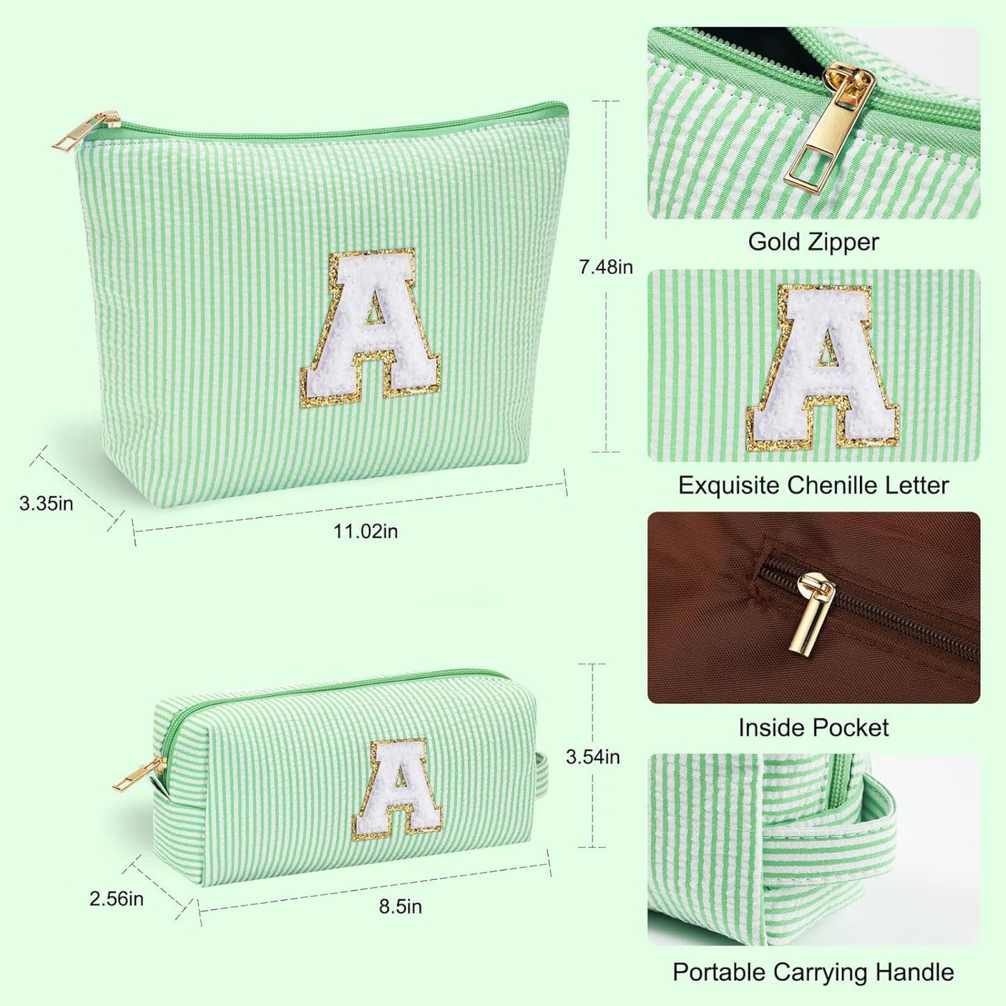 YOOLIFE Cute Makeup Bag for Girls Women - Teenager Girl Gift Ideas | Initial Make Up Bag | Personalized Gifts for Women Friends | Skin Care Bag | Mothers Day Gifts | Tween Girls Trendy Stuff J
