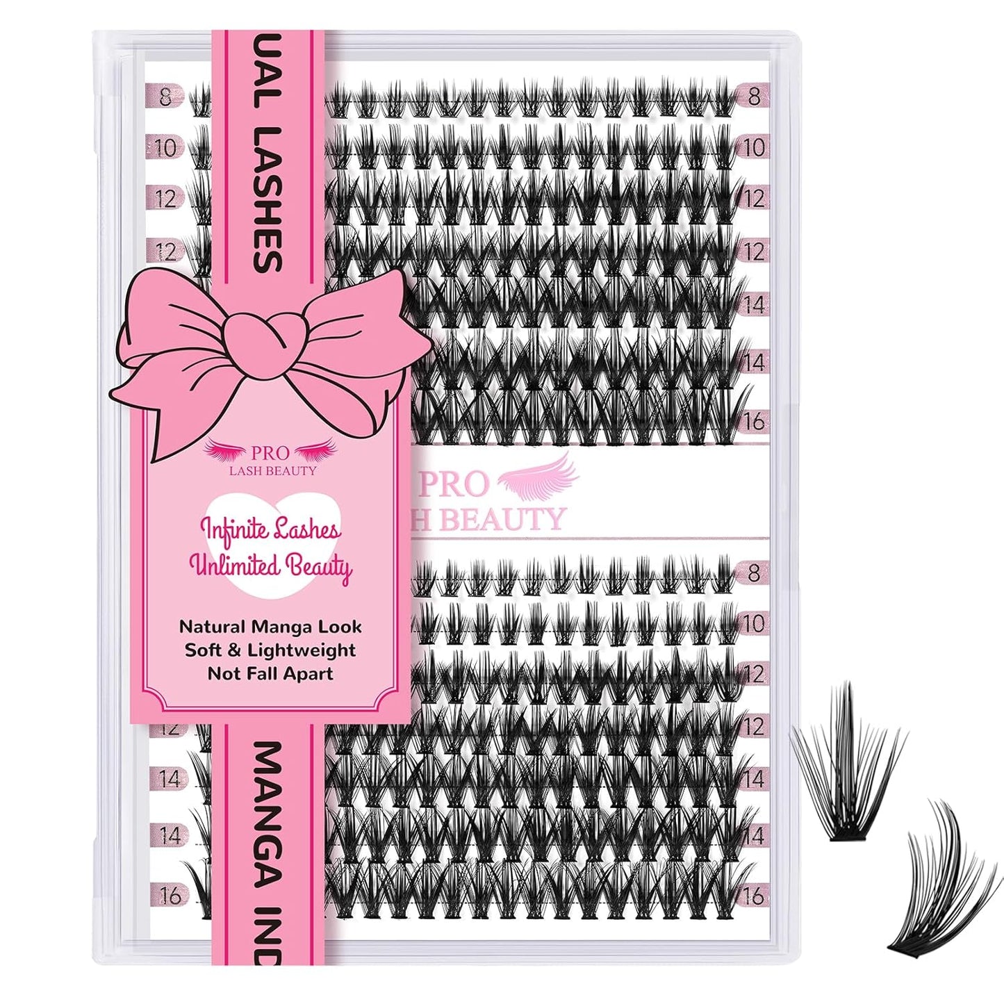 280 Pcs Individual Lashes 40D Mixed Lash Clusters Devil Style Lashes That Look Like Eyelash Extensions Wispy Lashes DIY Individual Lashes At Home (40D-C-8-16mix,Manga)